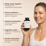 Glow Natural Wellness Glow PM Sleep Supplement capsules in hand