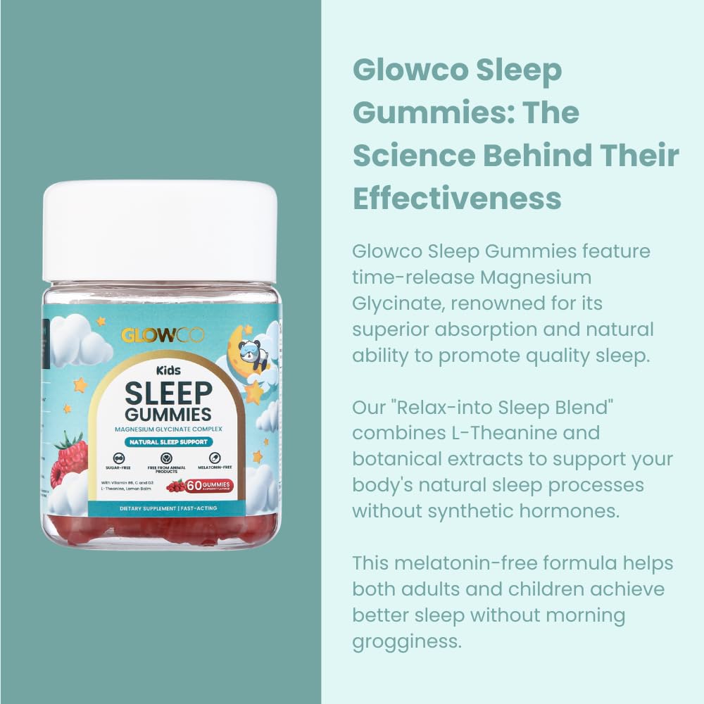 GLOWCO Magnesium Glycinate Sleep Gummies 200g bottle side view