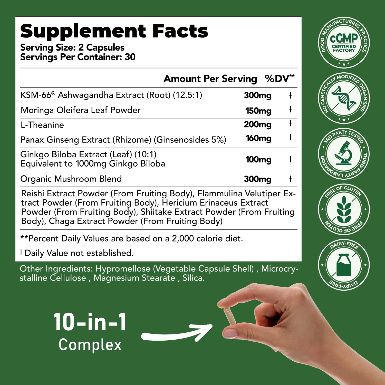 GlowEver Ashwagandha Supplement capsules close-up