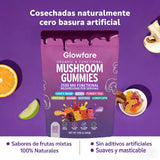 Glowfare Mushroom & Herb Blend Gummies mixed berry flavour close-up