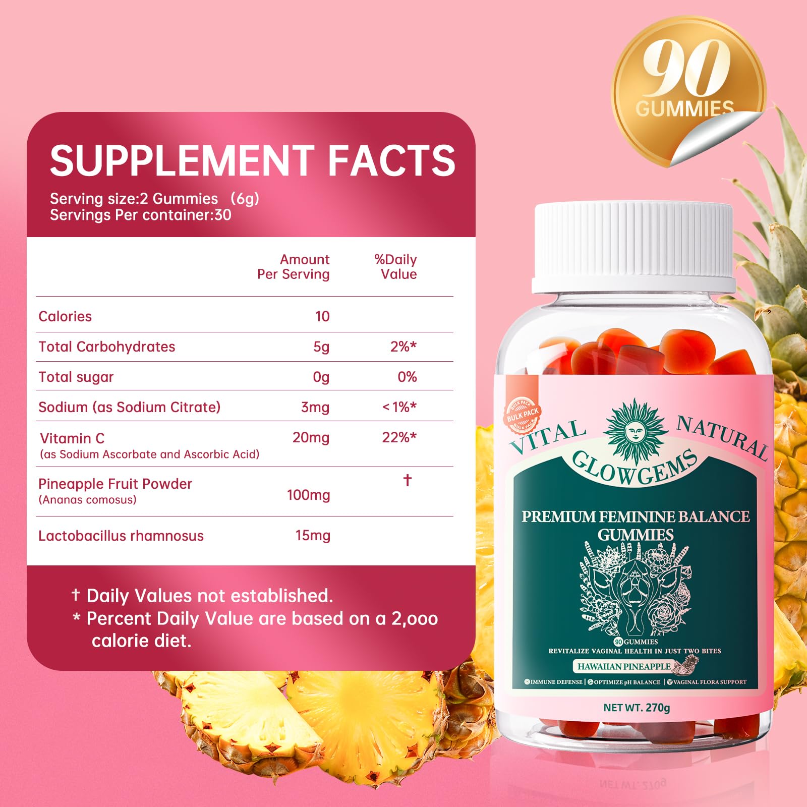 GlowGems Feminine Multimineral Gummies nutritional information