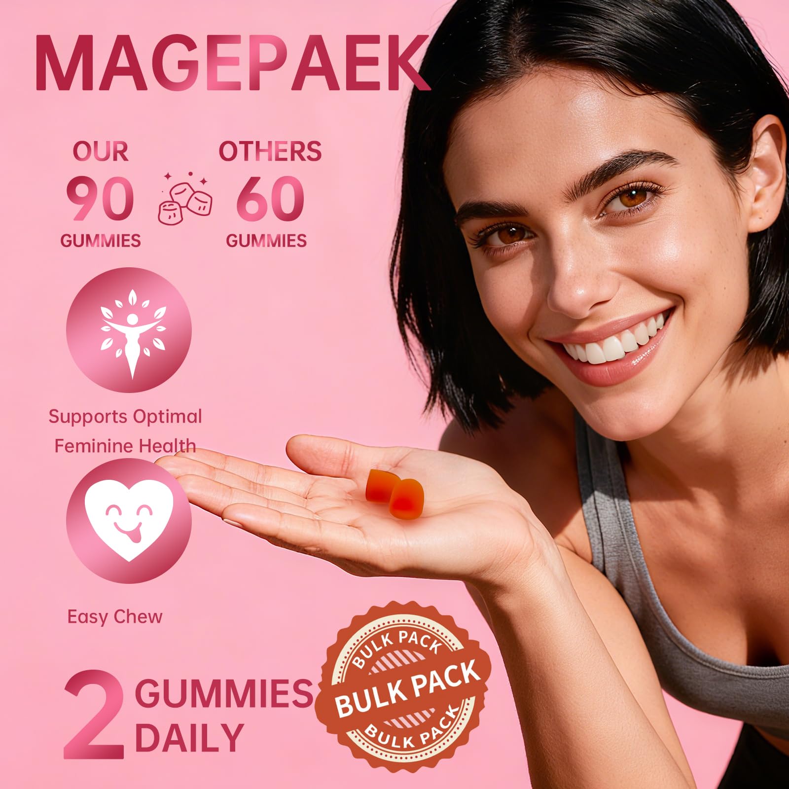 GlowGems Feminine Multimineral Gummies on a wooden table