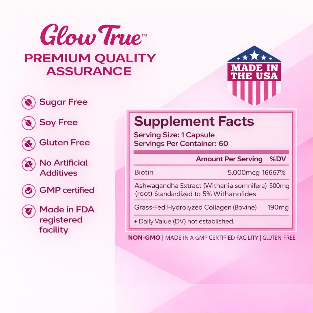 GlowTrue Ashwagandha for Women 500mg ingredients list