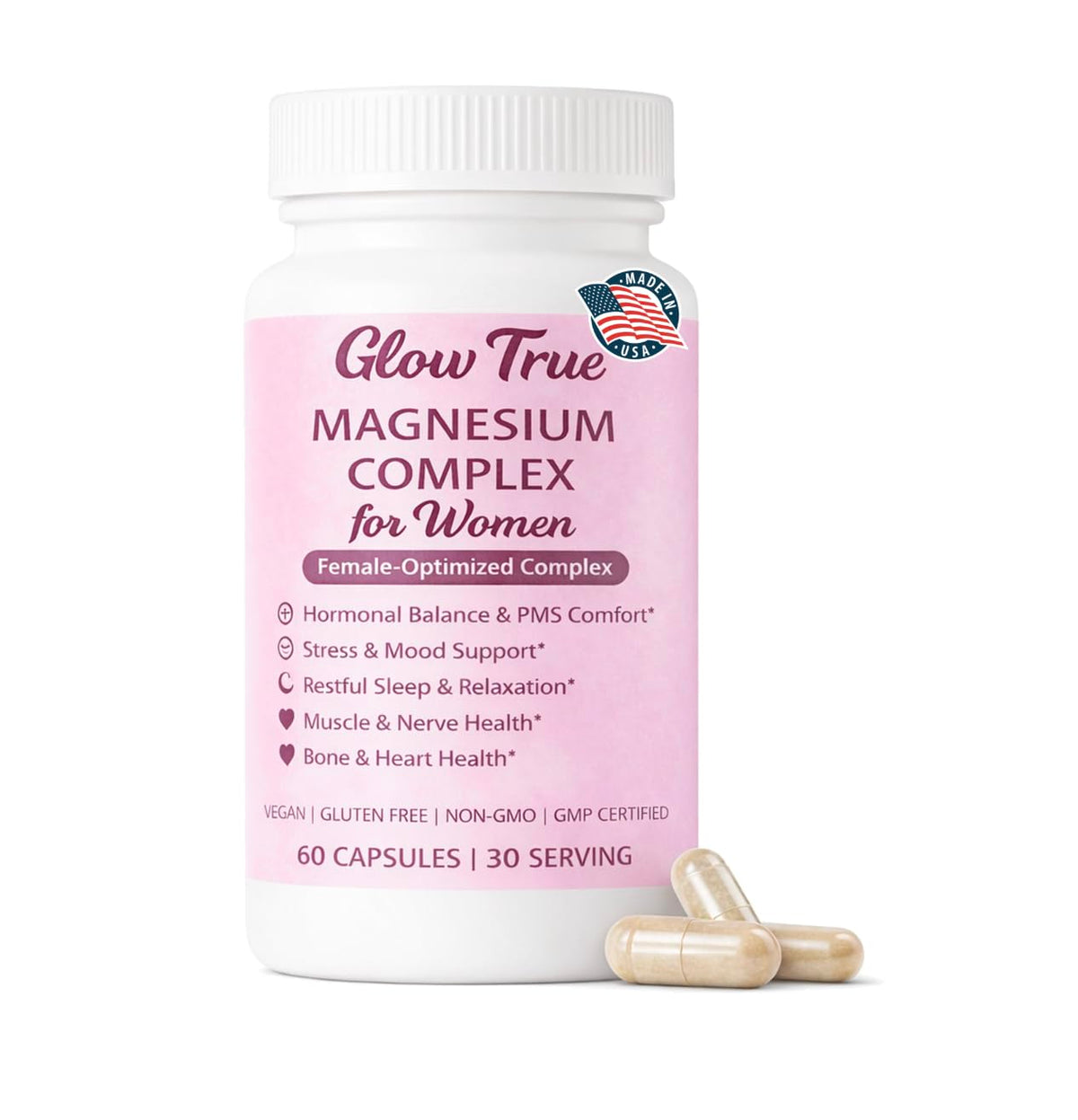 GlowTrue Magnesium Spectrum 5 Complex 500mg capsules front view