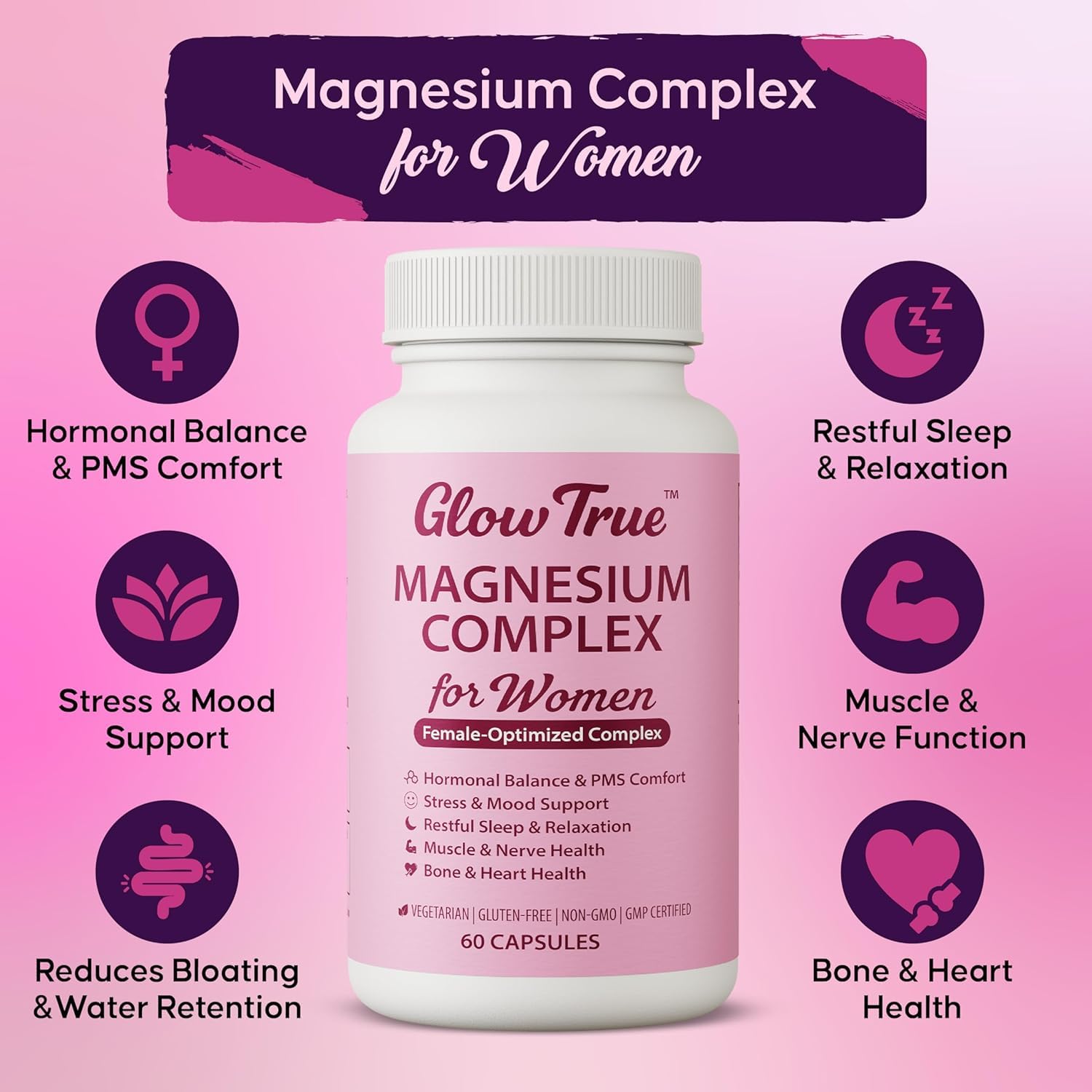 GlowTrue Magnesium Spectrum 5 Complex 500mg capsules side view