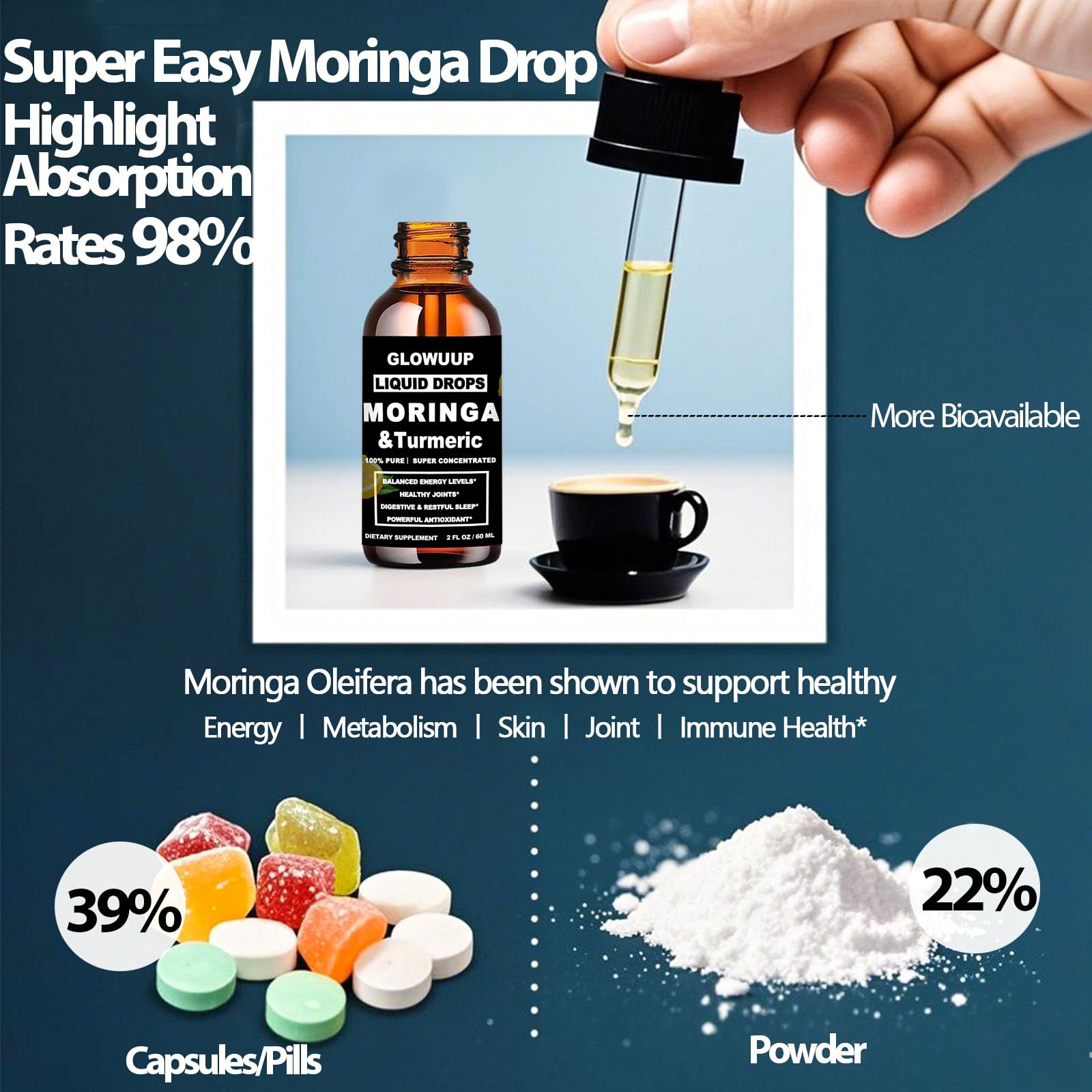GLOWUUP Organic Moringa Liquid Drops nutritional information