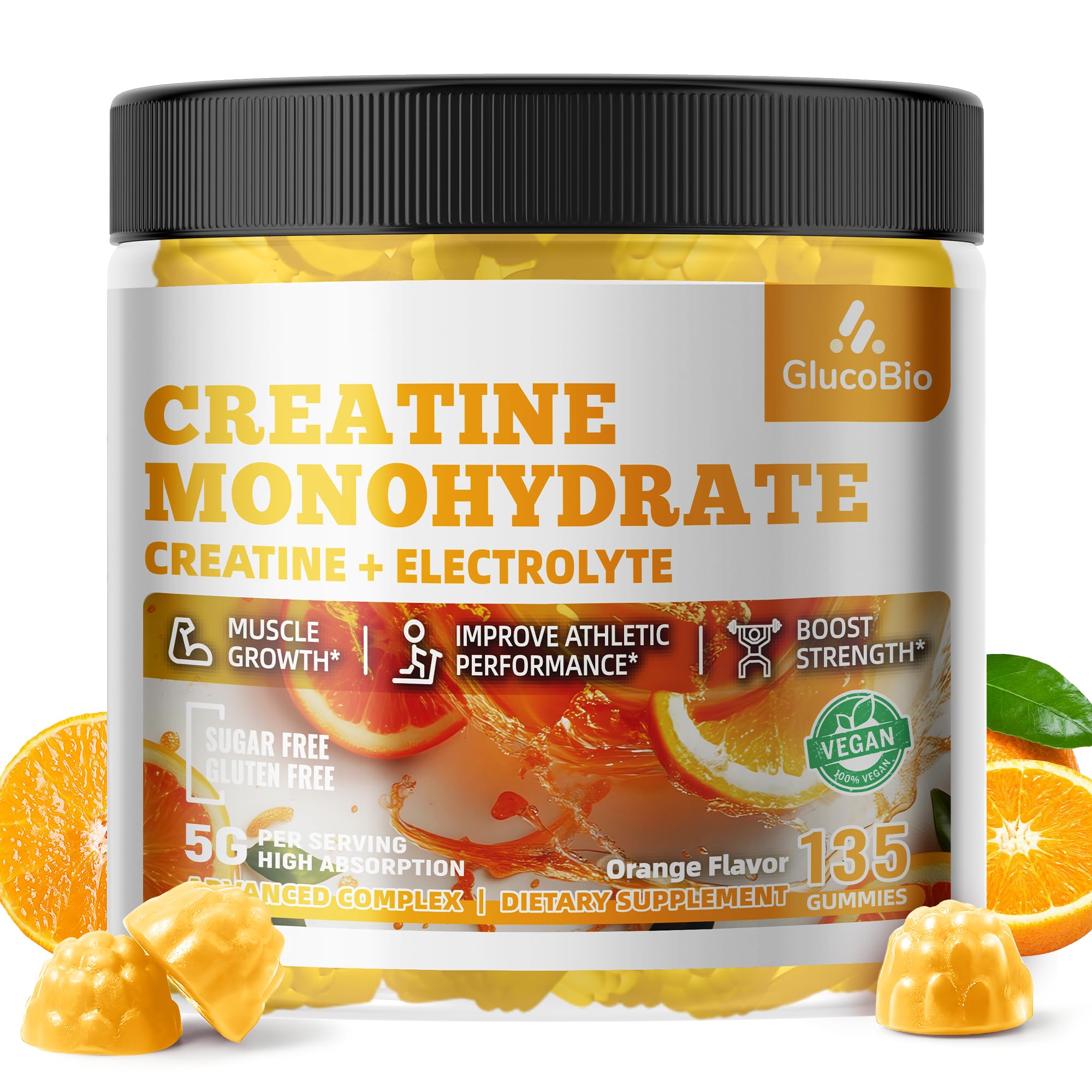 GlucoBio Creatine Monohydrate Gummies bottle front view