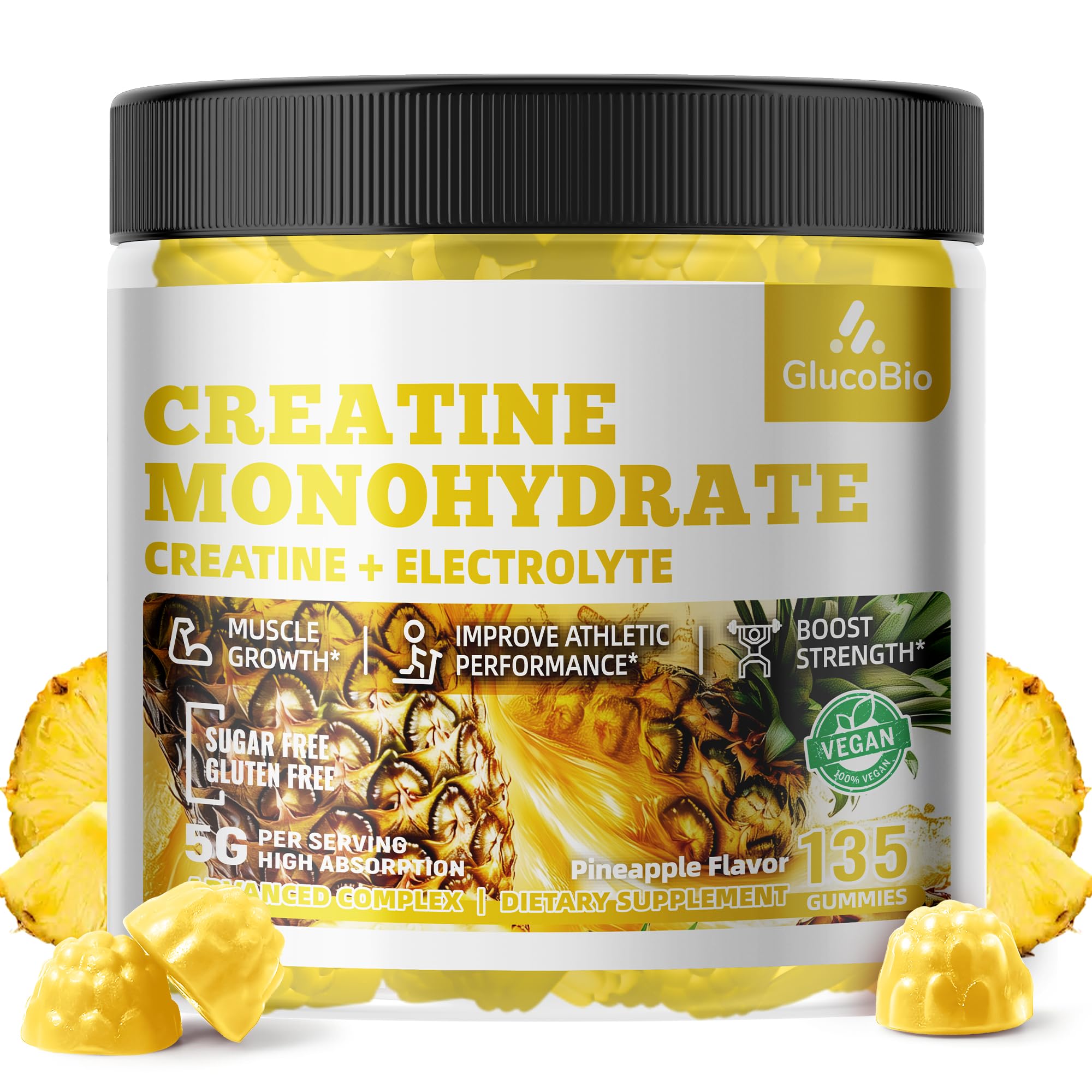 GlucoBio Creatine Monohydrate Gummies bottle front view