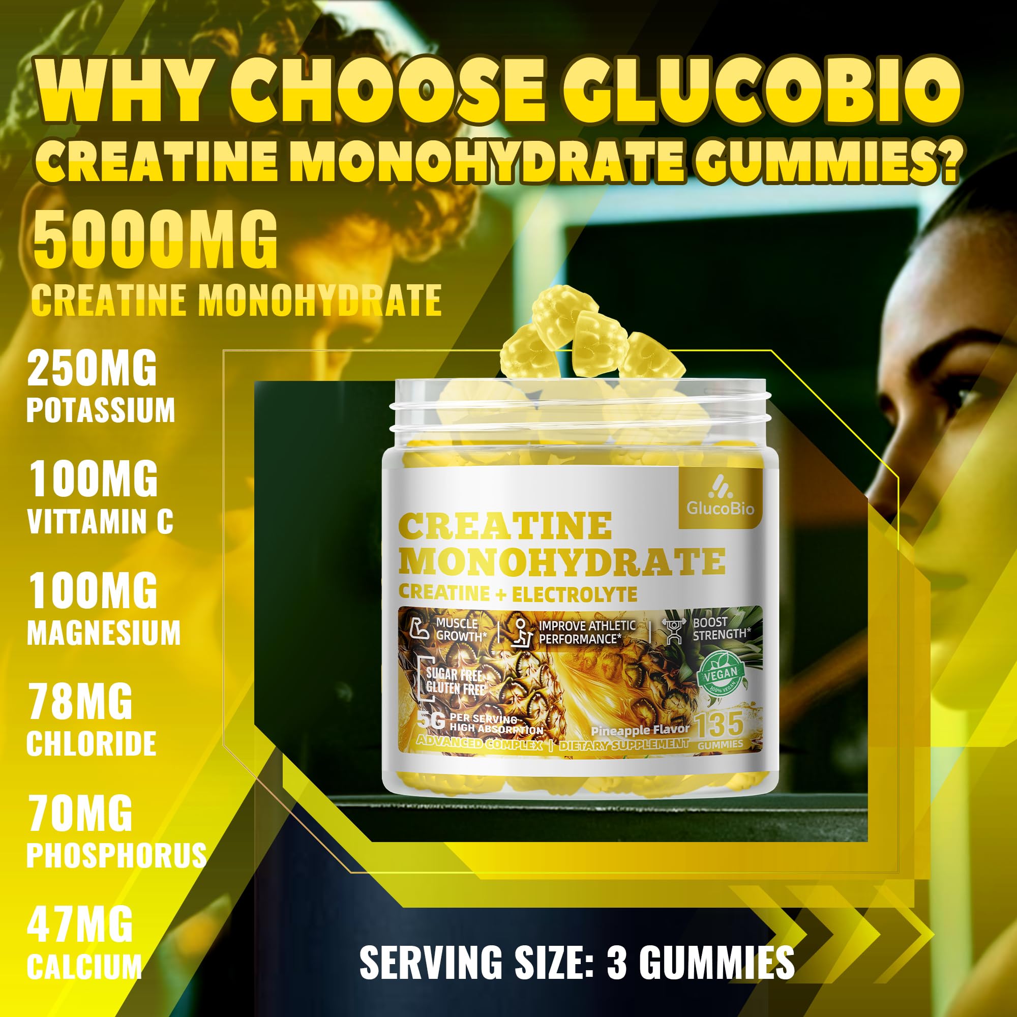 GlucoBio Creatine Monohydrate Gummies close-up of gummies