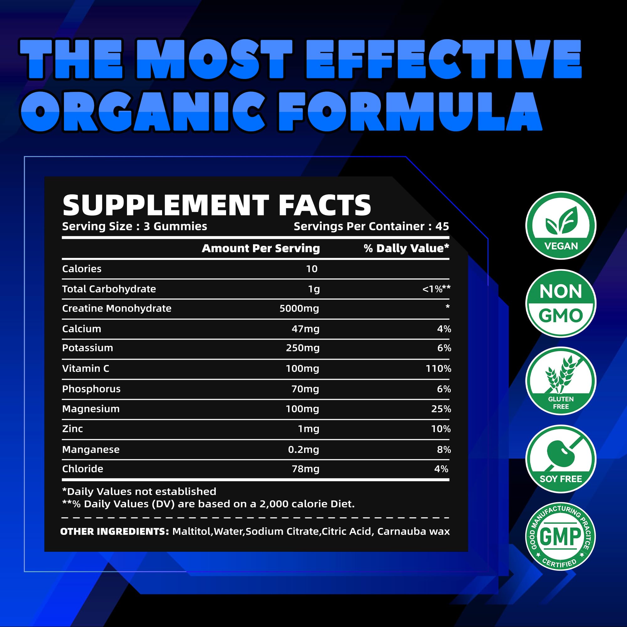 GlucoBio Creatine Monohydrate Gummies nutritional information
