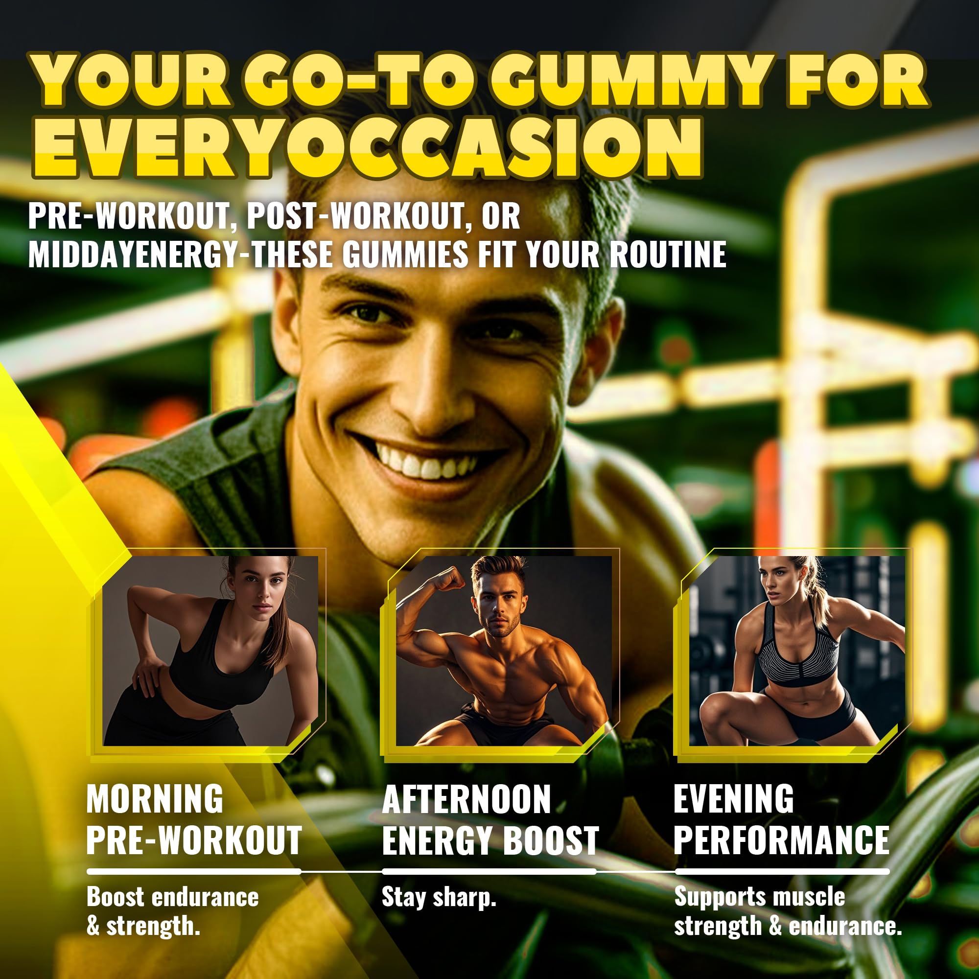 GlucoBio Creatine Monohydrate Gummies on a wooden table