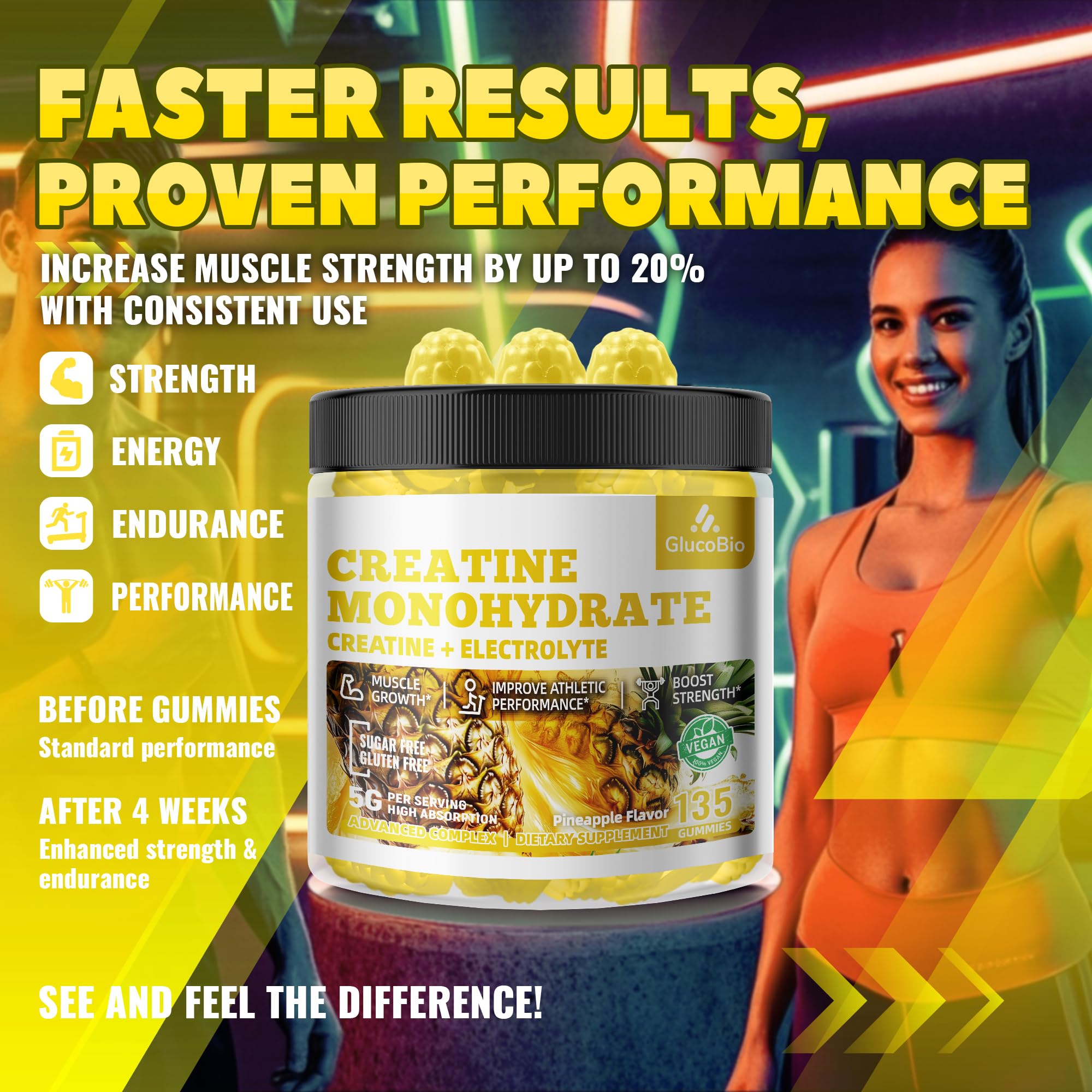 GlucoBio Creatine Monohydrate Gummies packaging details