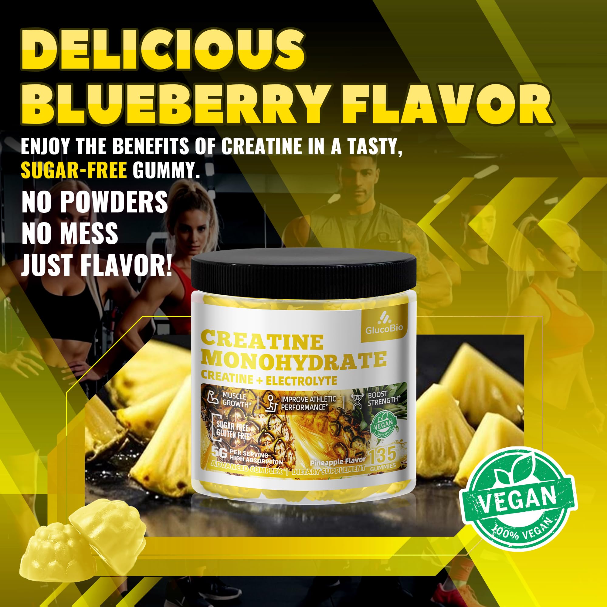 GlucoBio Creatine Monohydrate Gummies side view