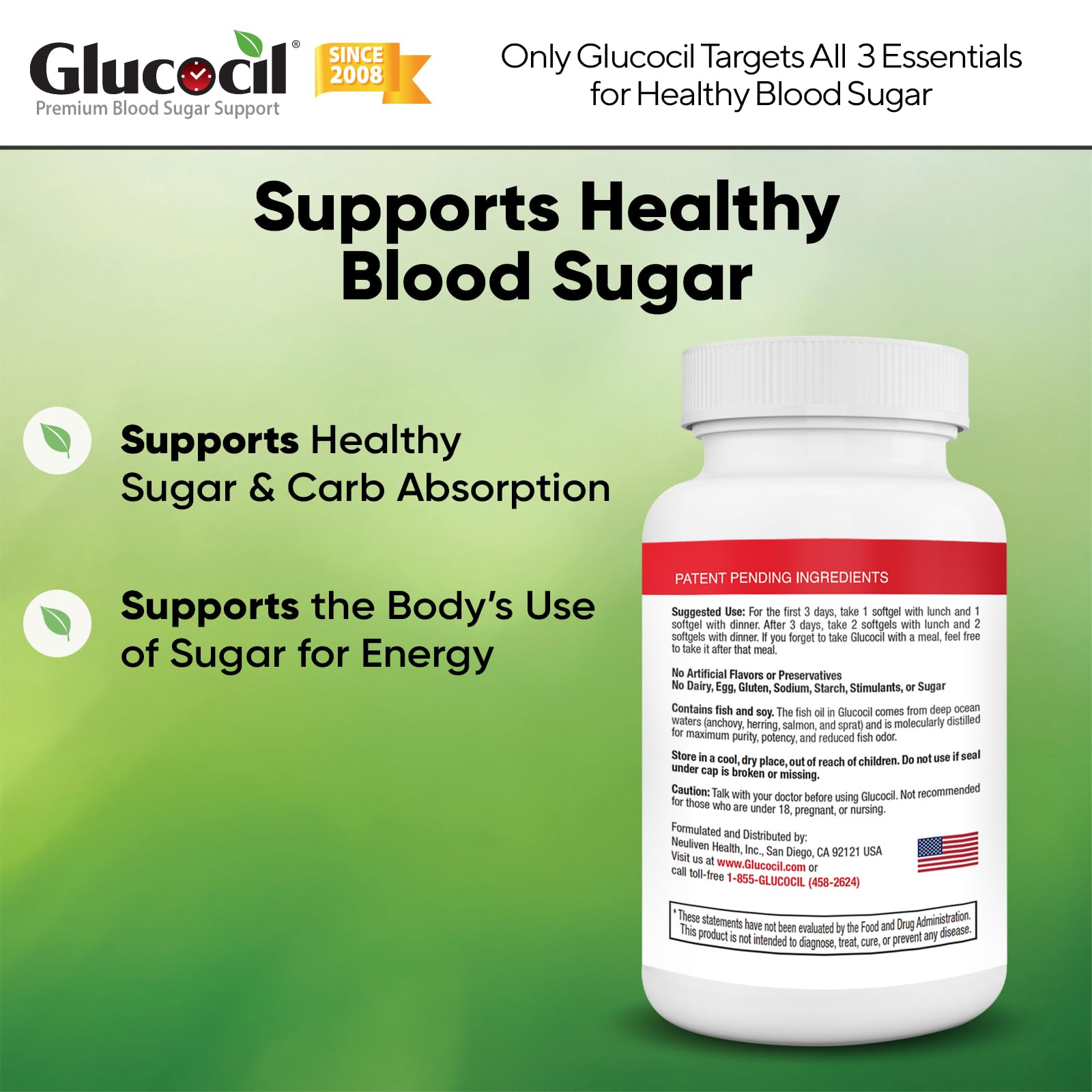 Glucocil Blood Sugar Support Softgels softgel close-up