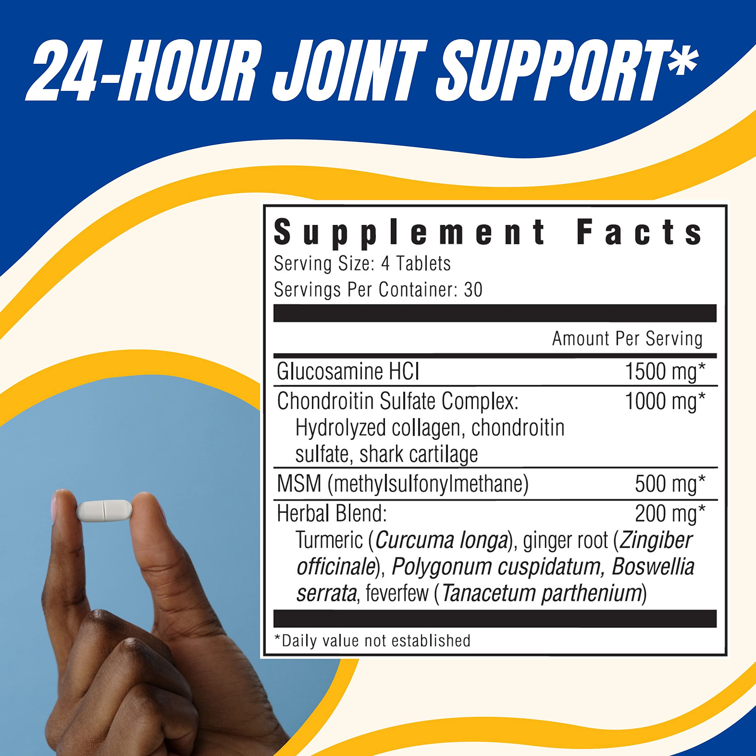 Glucoflex 24-Hour Glucosamine & Chondroitin caplets side view