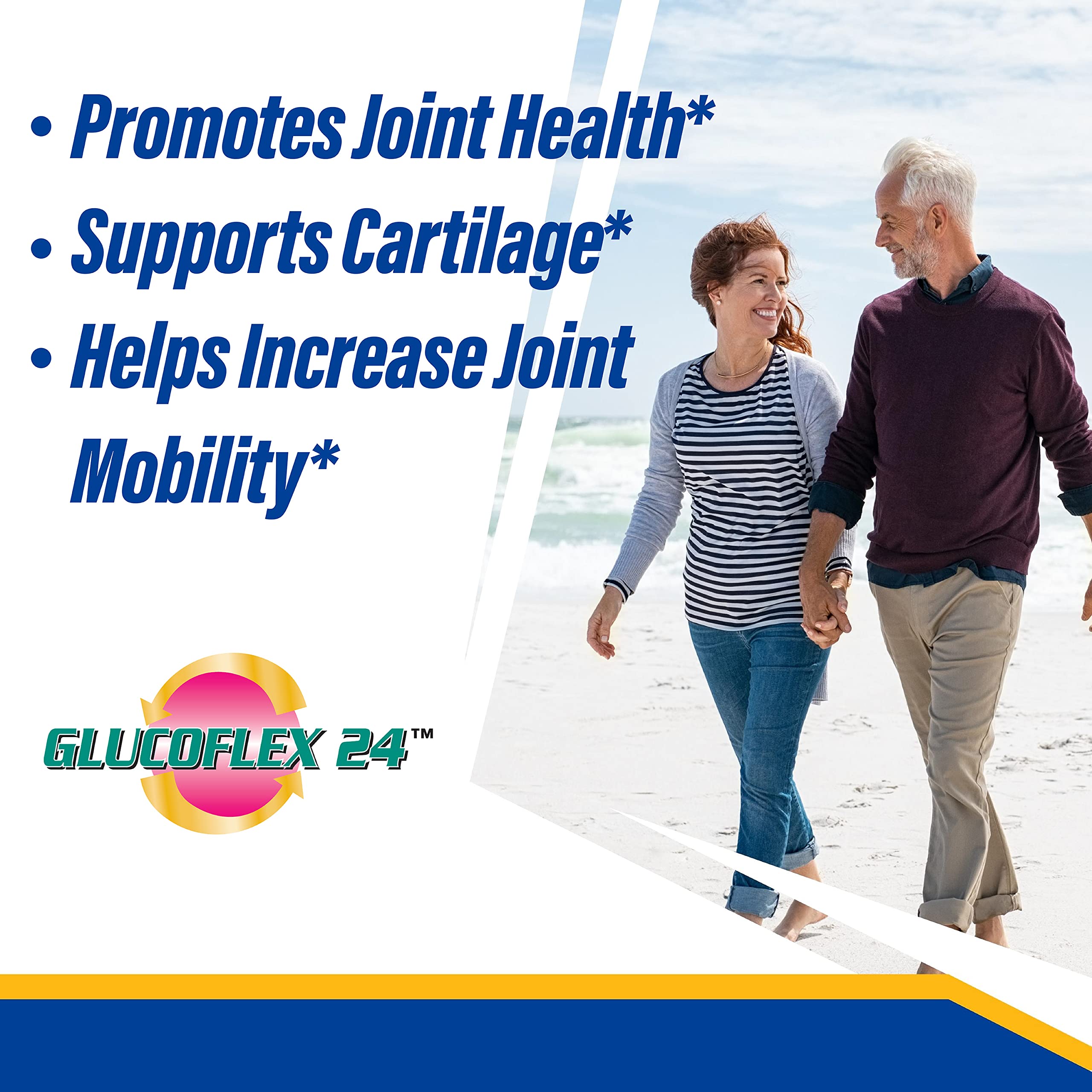 Glucoflex 24-Hour Glucosamine & Chondroitin caplets with measuring spoon