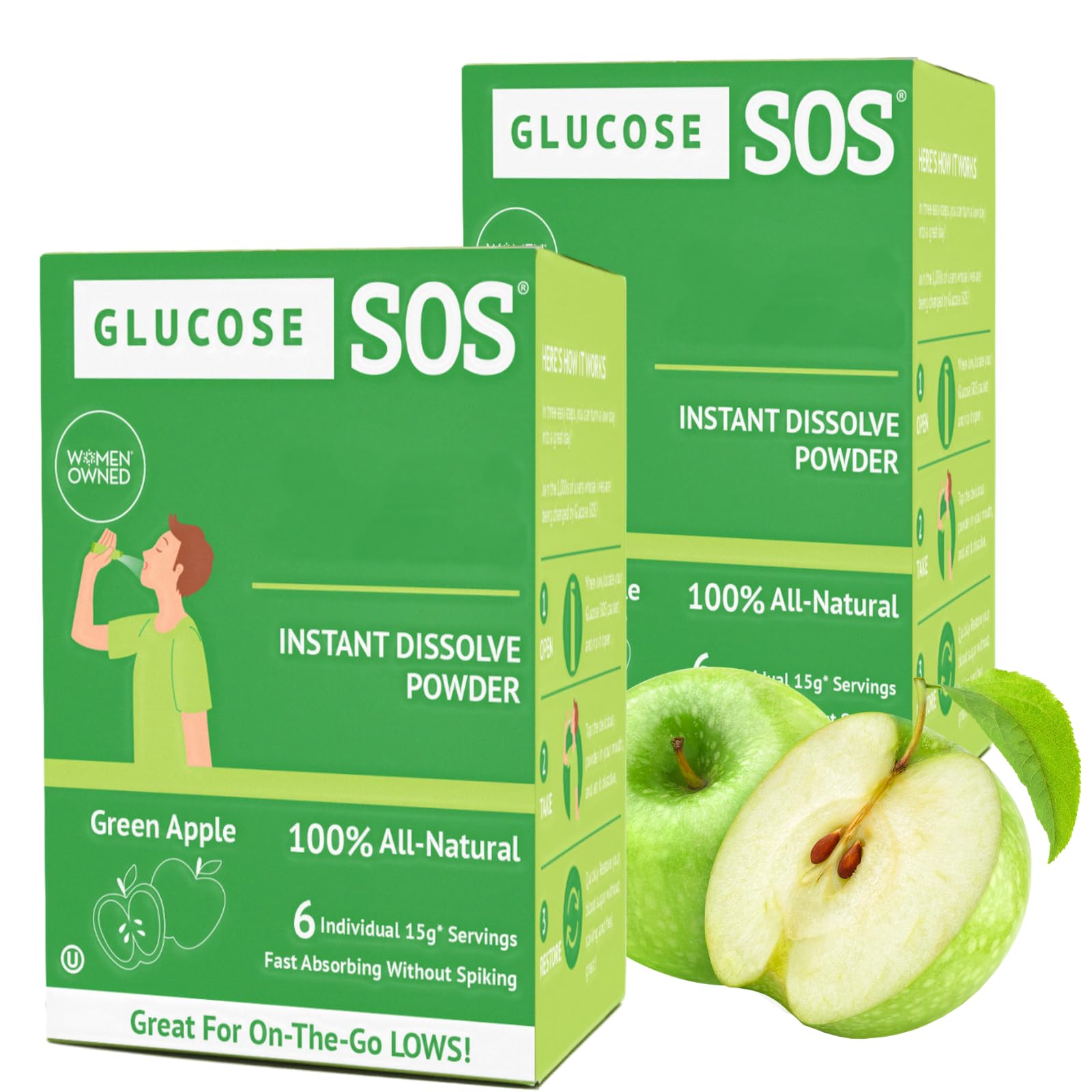 Glucose SOS Glucose Powder Sachets front view with packaging