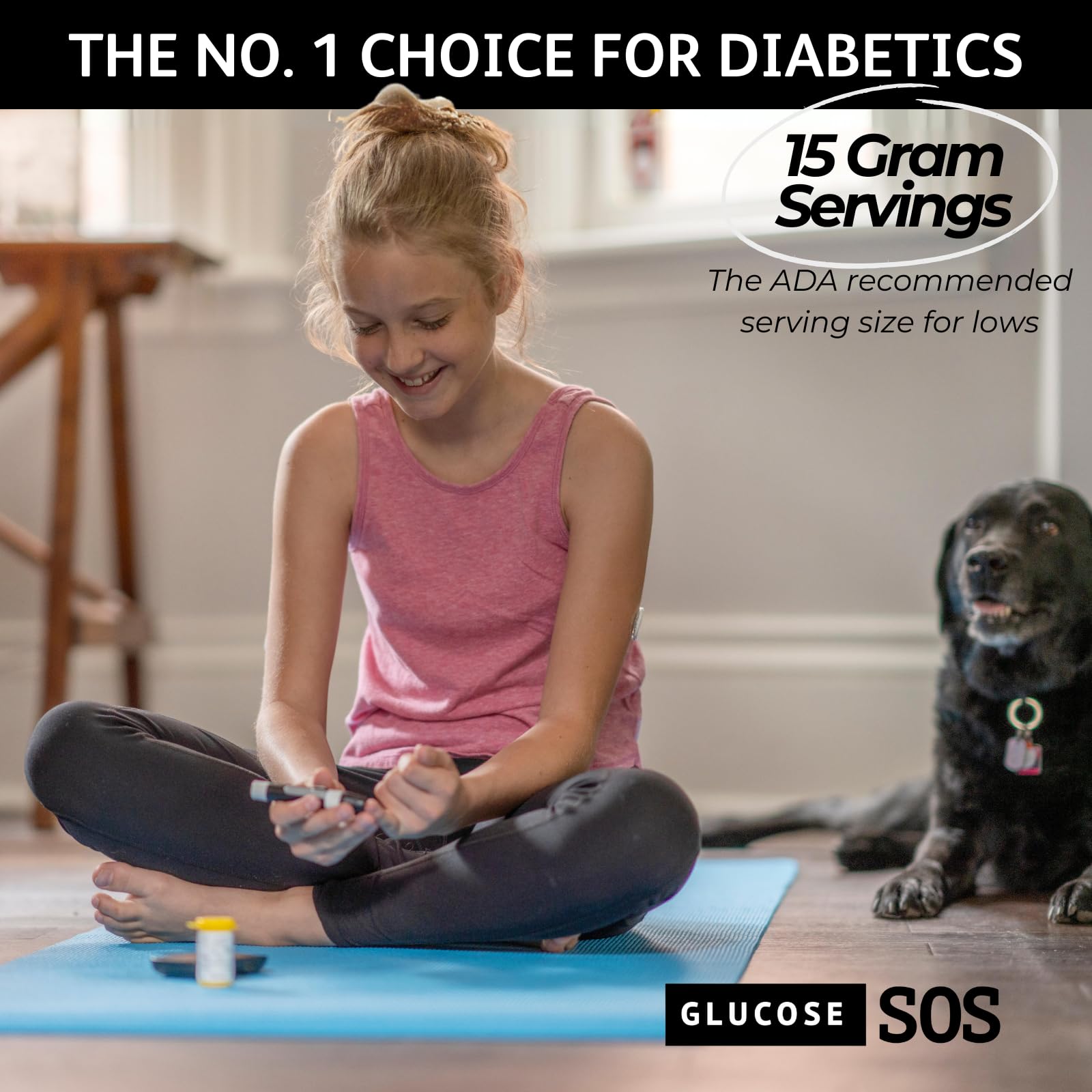 Glucose SOS sachets on a table with a refreshing drink