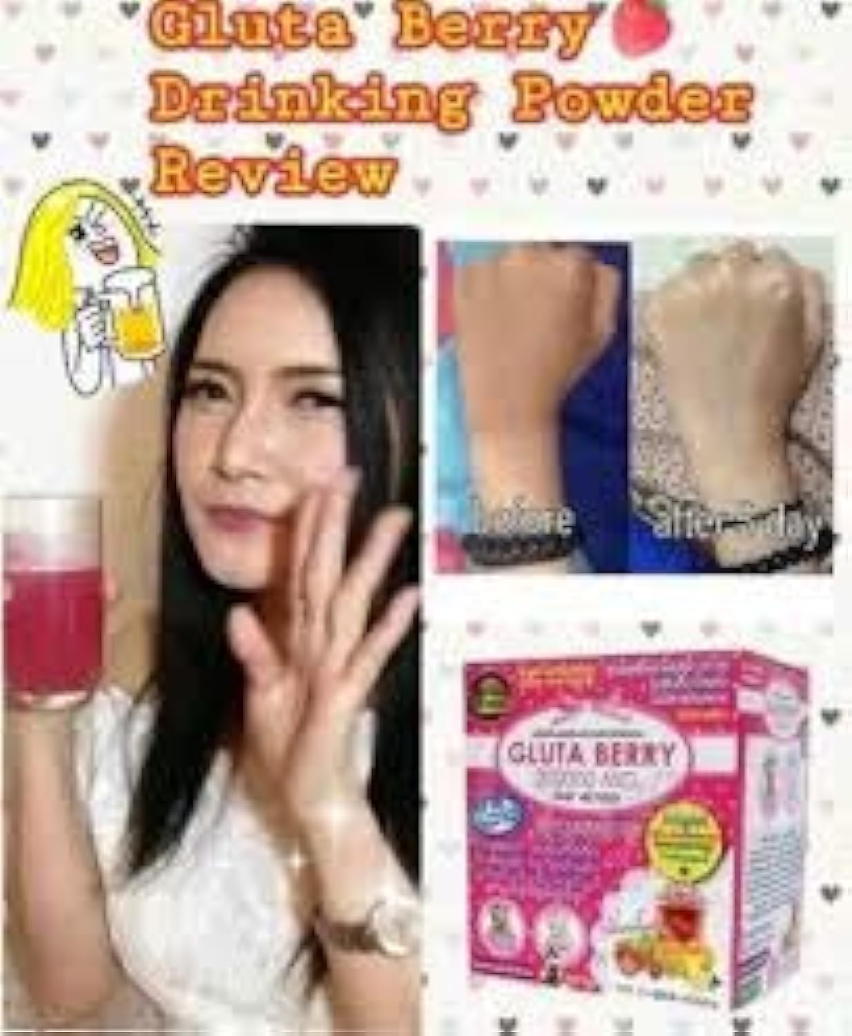 Gluta Berry Drink Punch mixed in a glass of water