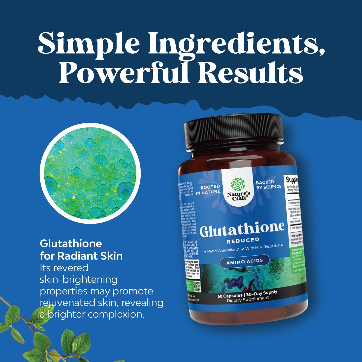 Glutathione Milk Thistle Supplement 1000mg capsules on a table