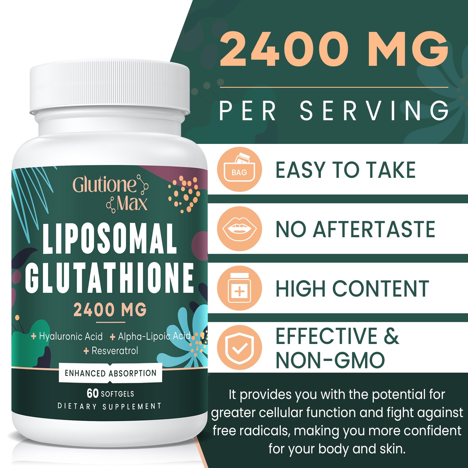 GlutioneMax Liposomal Glutathione Supplement serving size