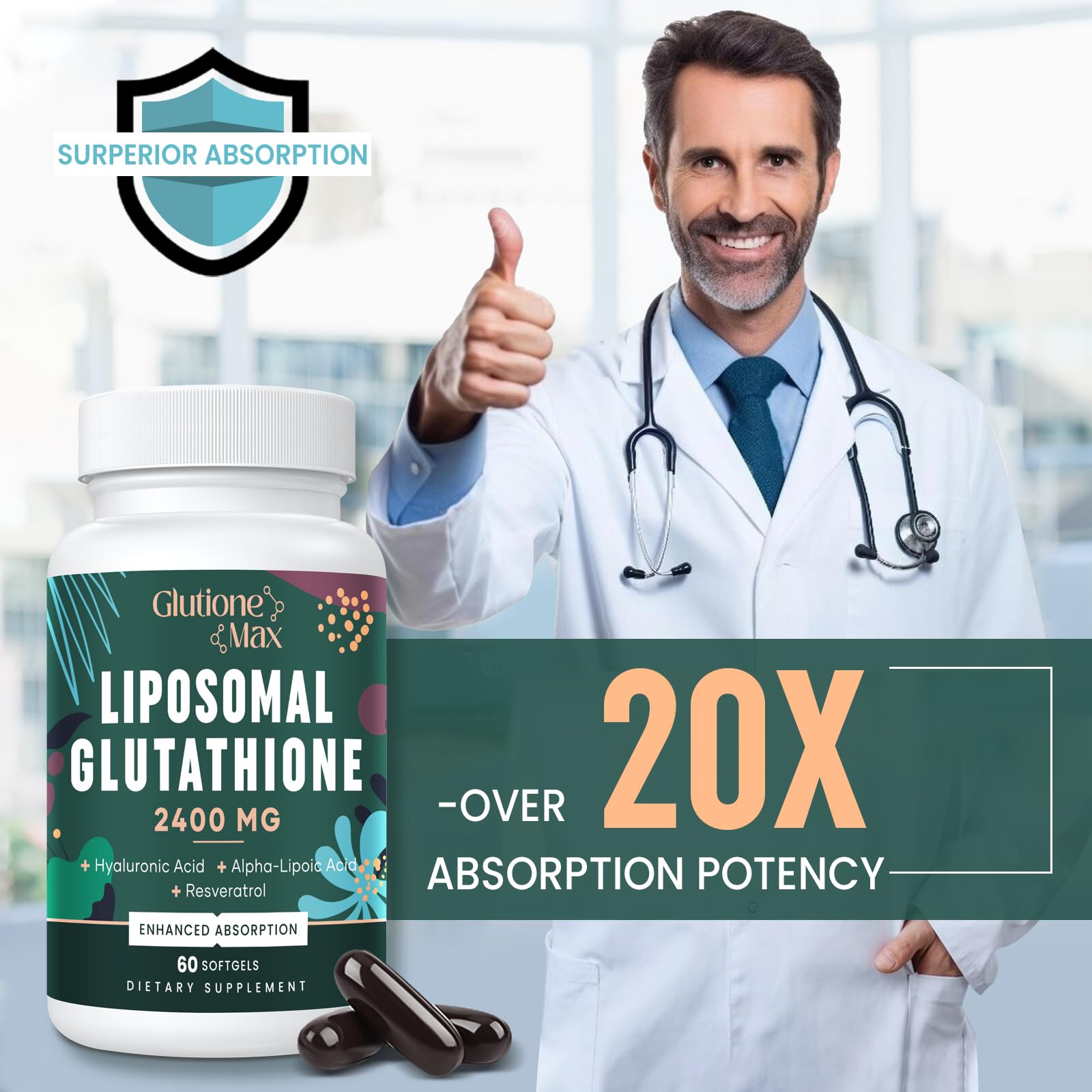 GlutioneMax Liposomal Glutathione Supplement side view