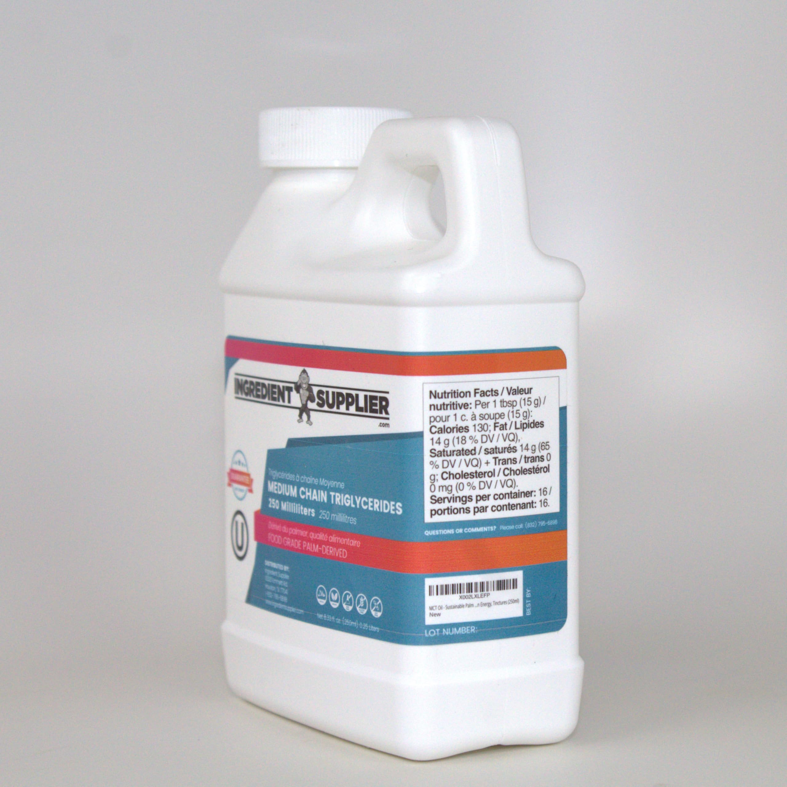 Glycerin Supplier MCT Oil 8oz jug side view