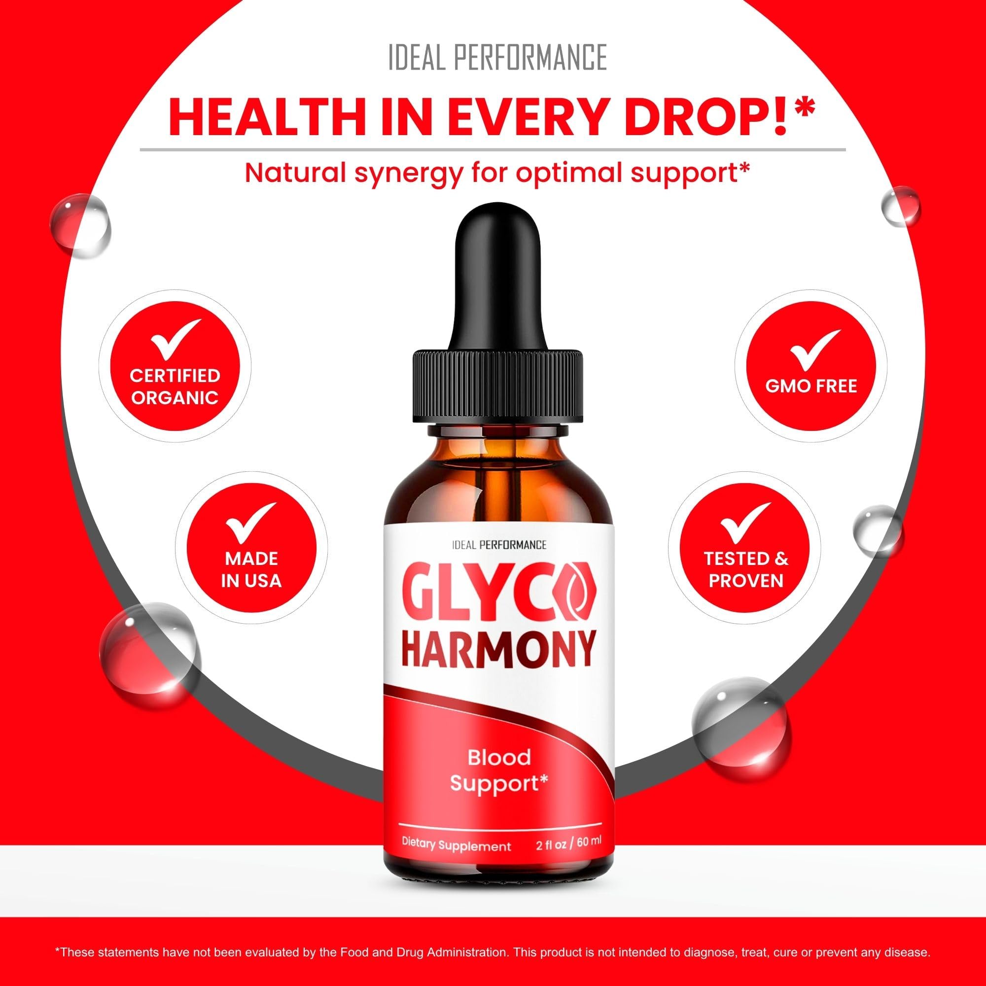Glyco Harmony Drops displayed with fresh fruits