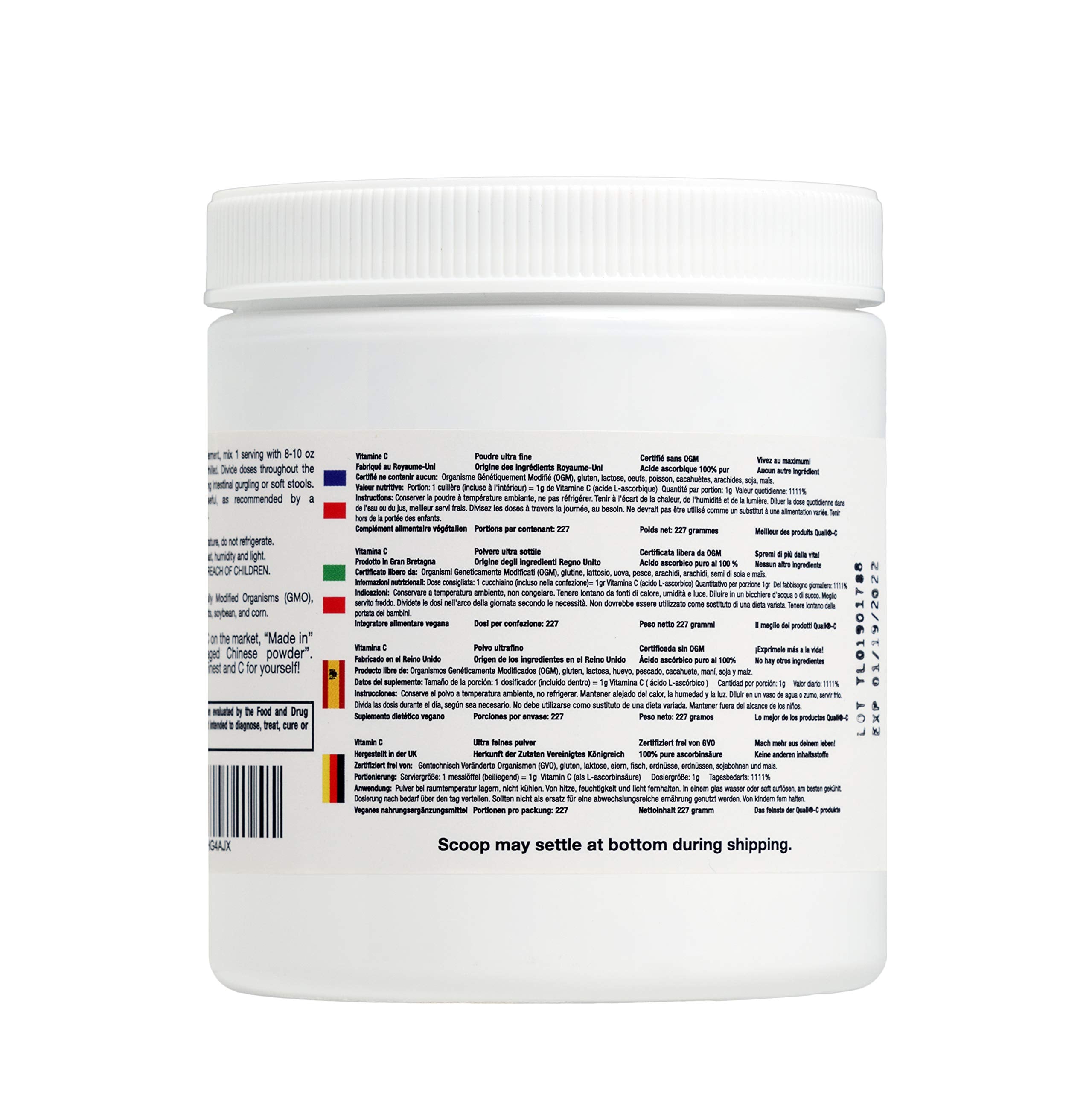 GMOFreeVitamins Ultra Fine Vitamin C Powder packaging and scoop