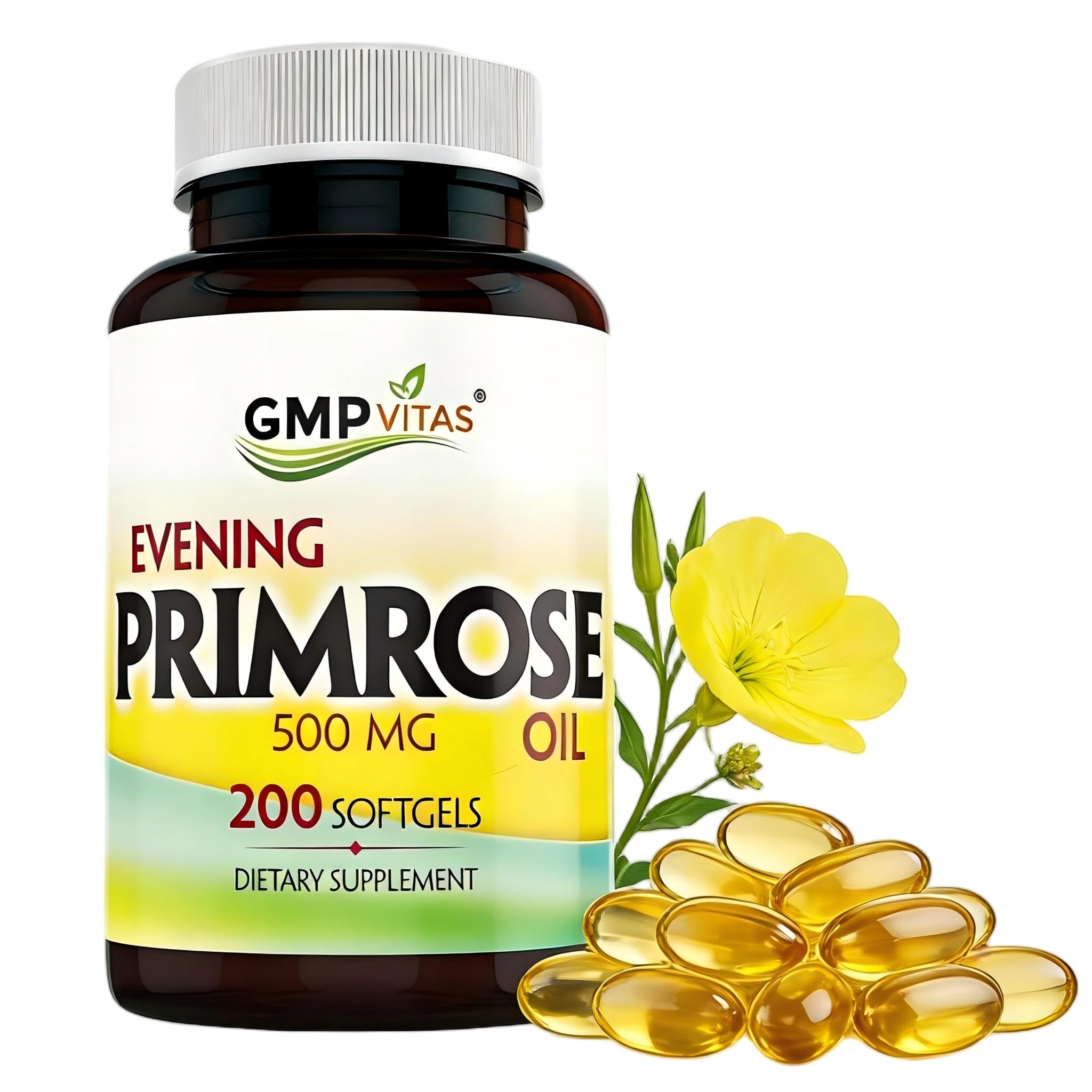 GMP Vitas Evening Primrose Oil 500mg softgels bottle front view