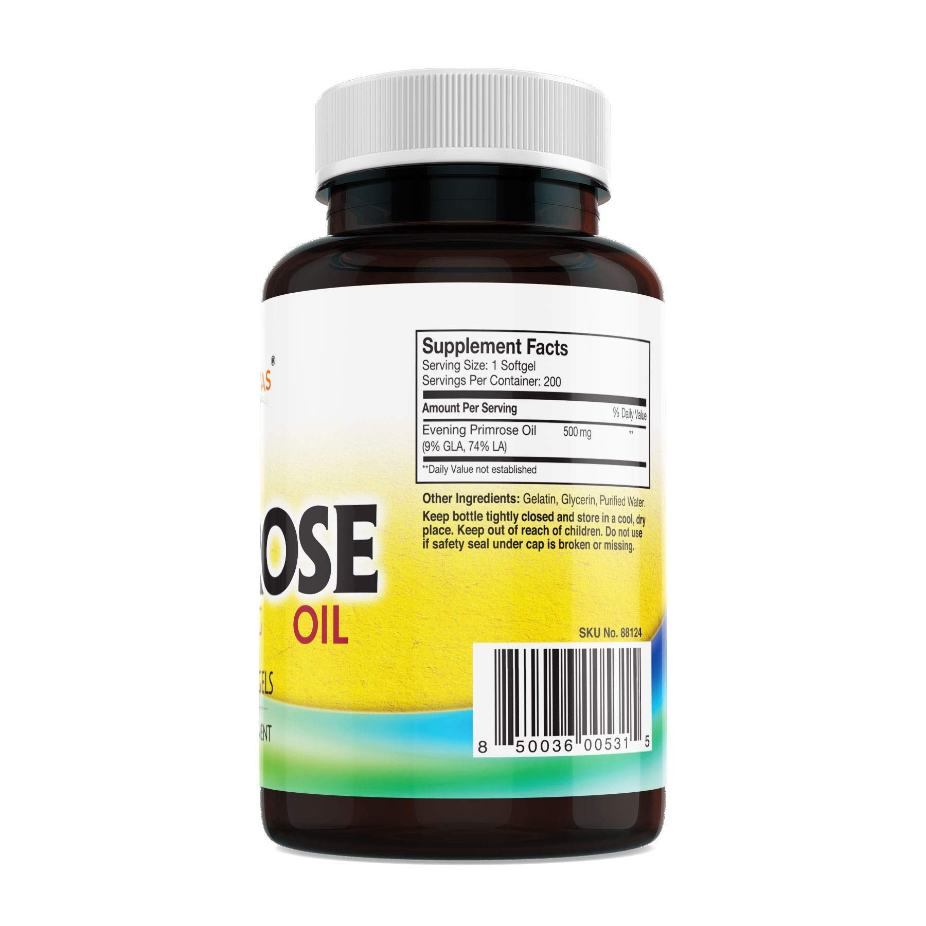 GMP Vitas Evening Primrose Oil 500mg softgels in a hand
