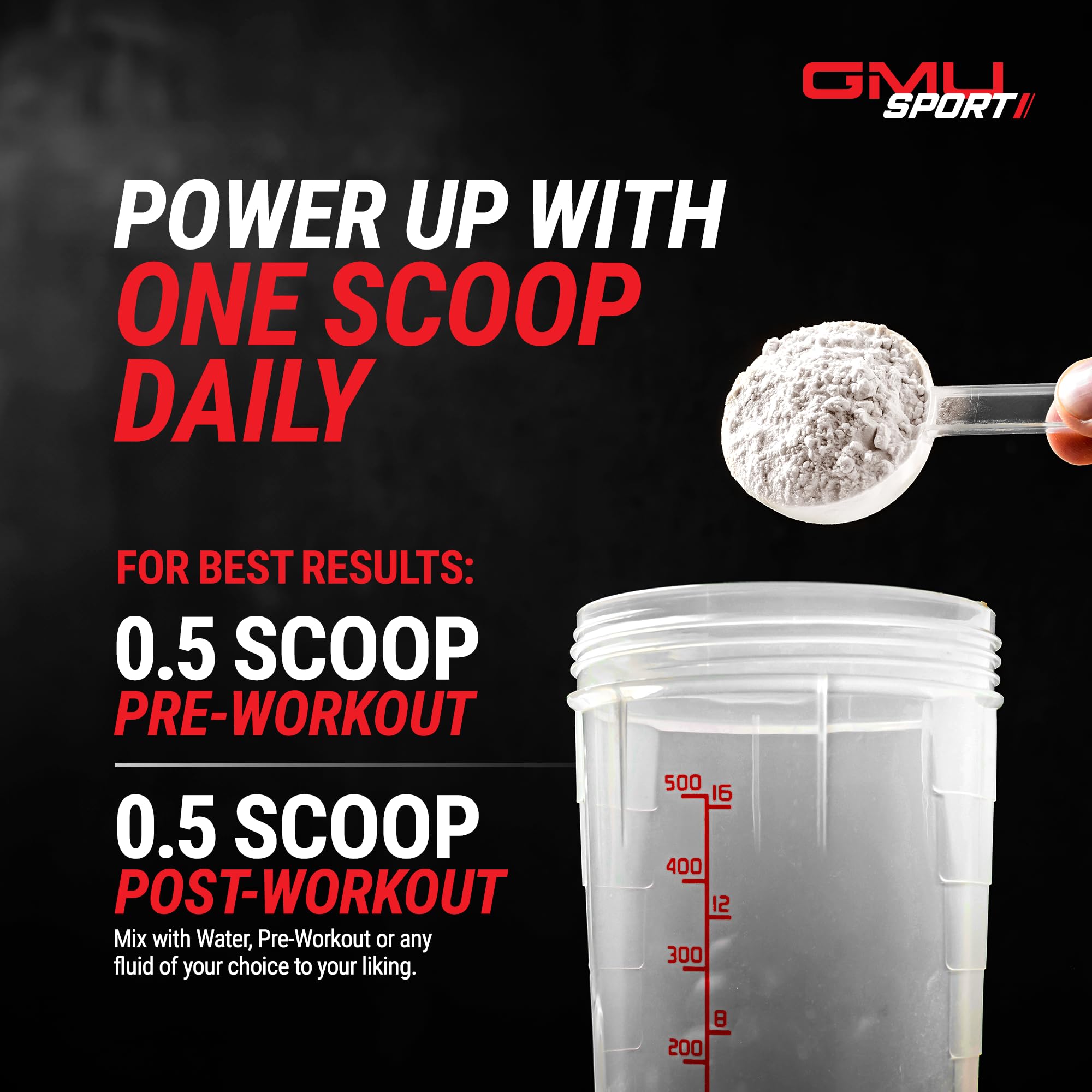 GMU SPORT Creatine Monohydrate nutritional information label