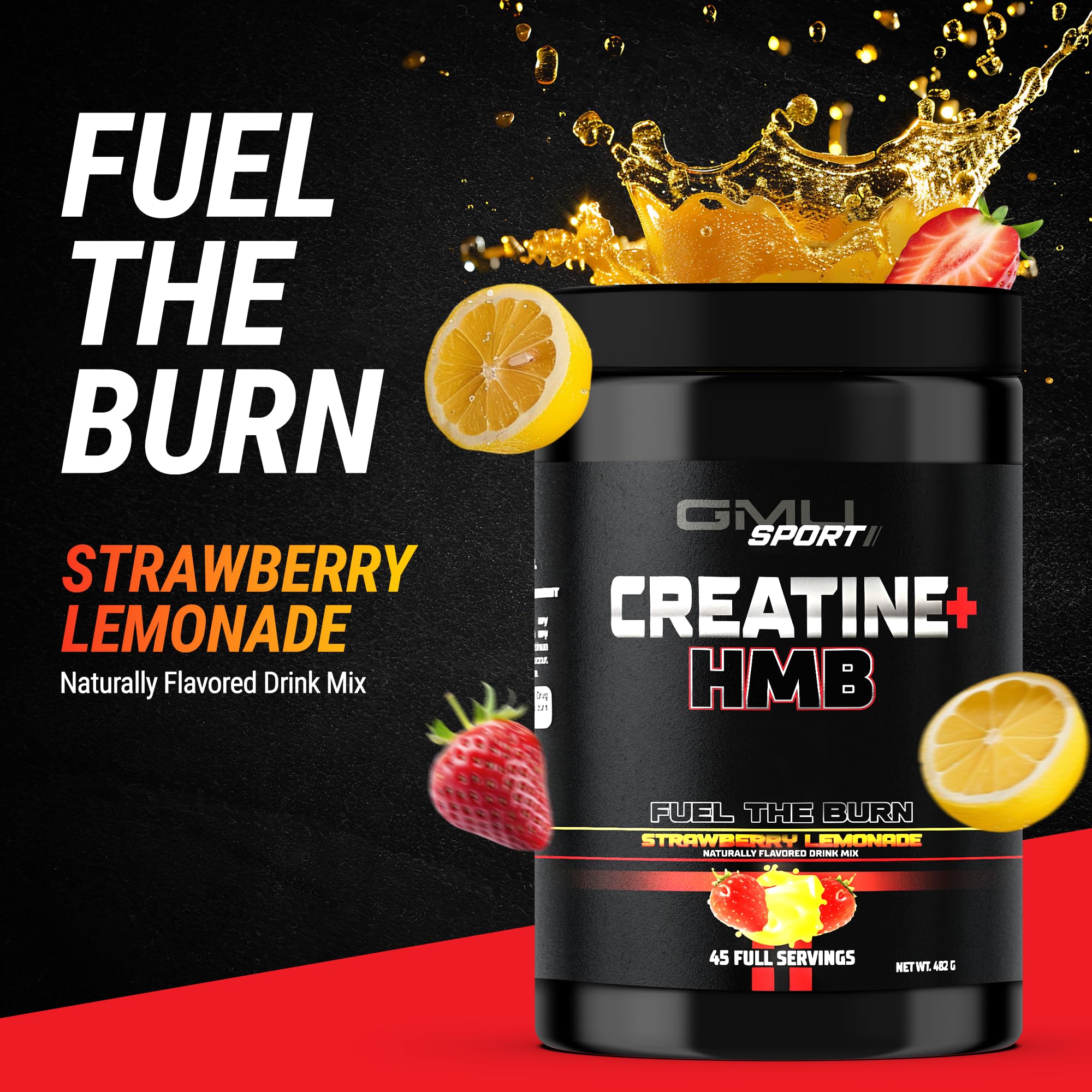 GMU SPORT Creatine Monohydrate with workout gear