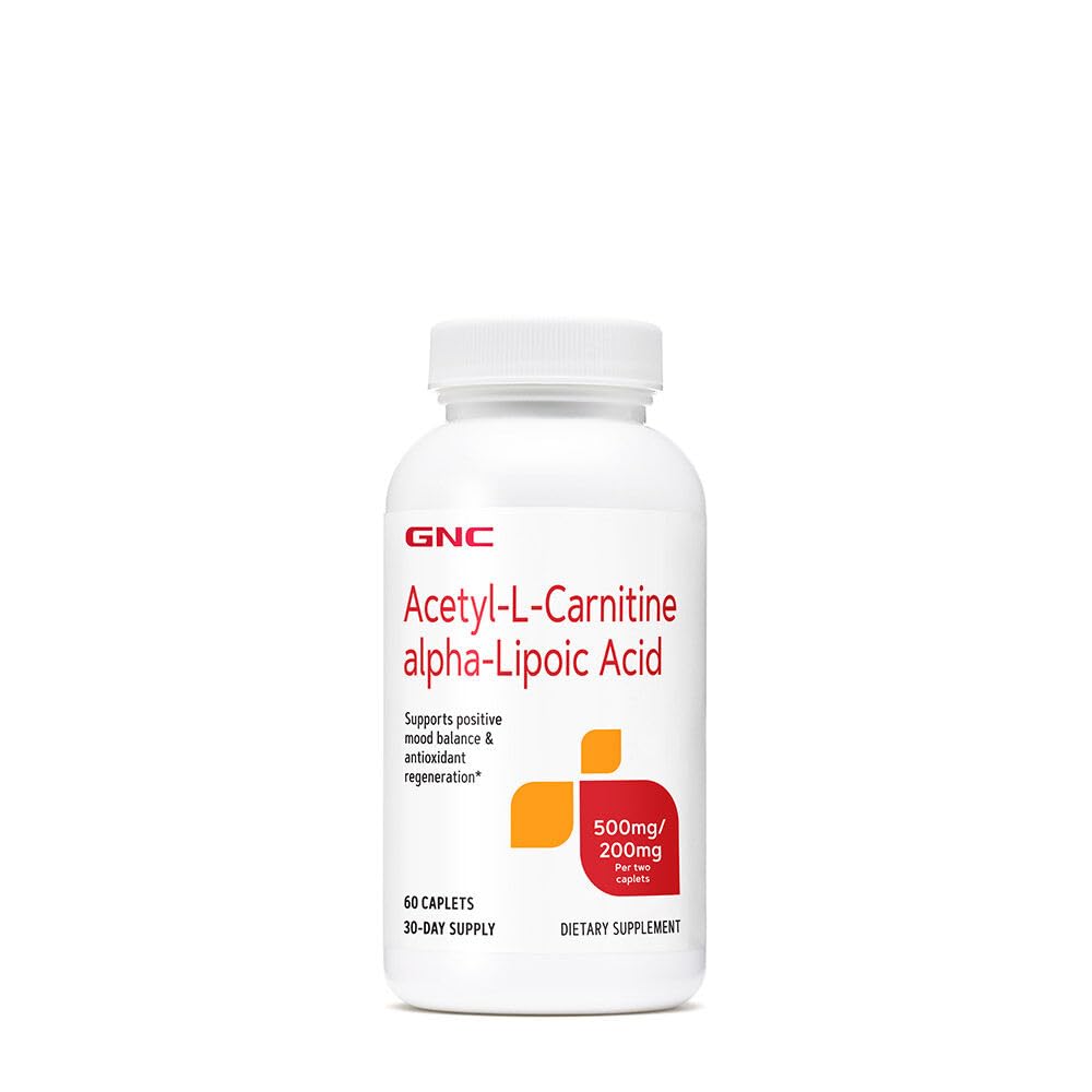 GNC Acetyl-L-Carnitine Alpha-Lipoic Acid 500mg caplets front view