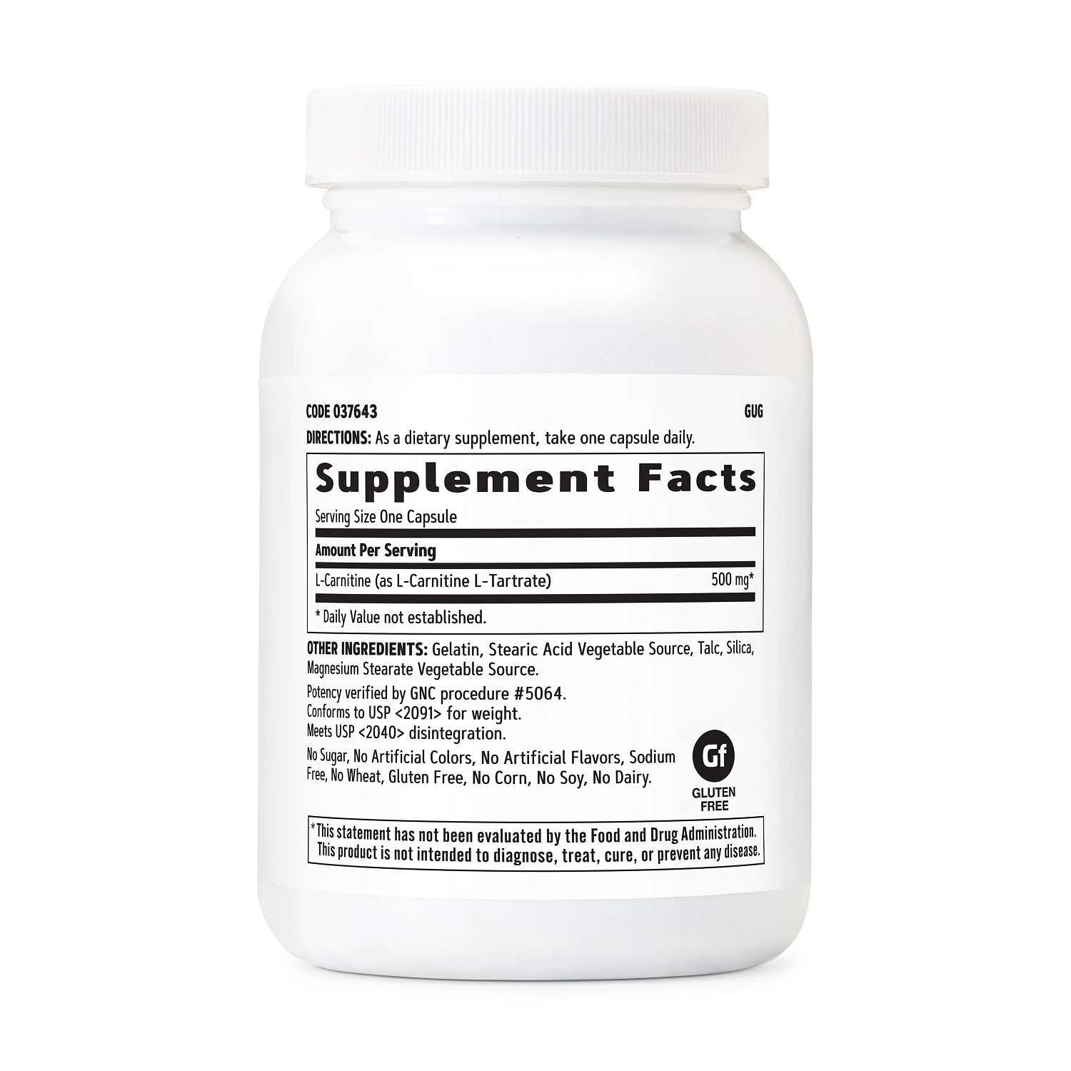 GNC Acetyl-L-Carnitine Capsules side view showing label