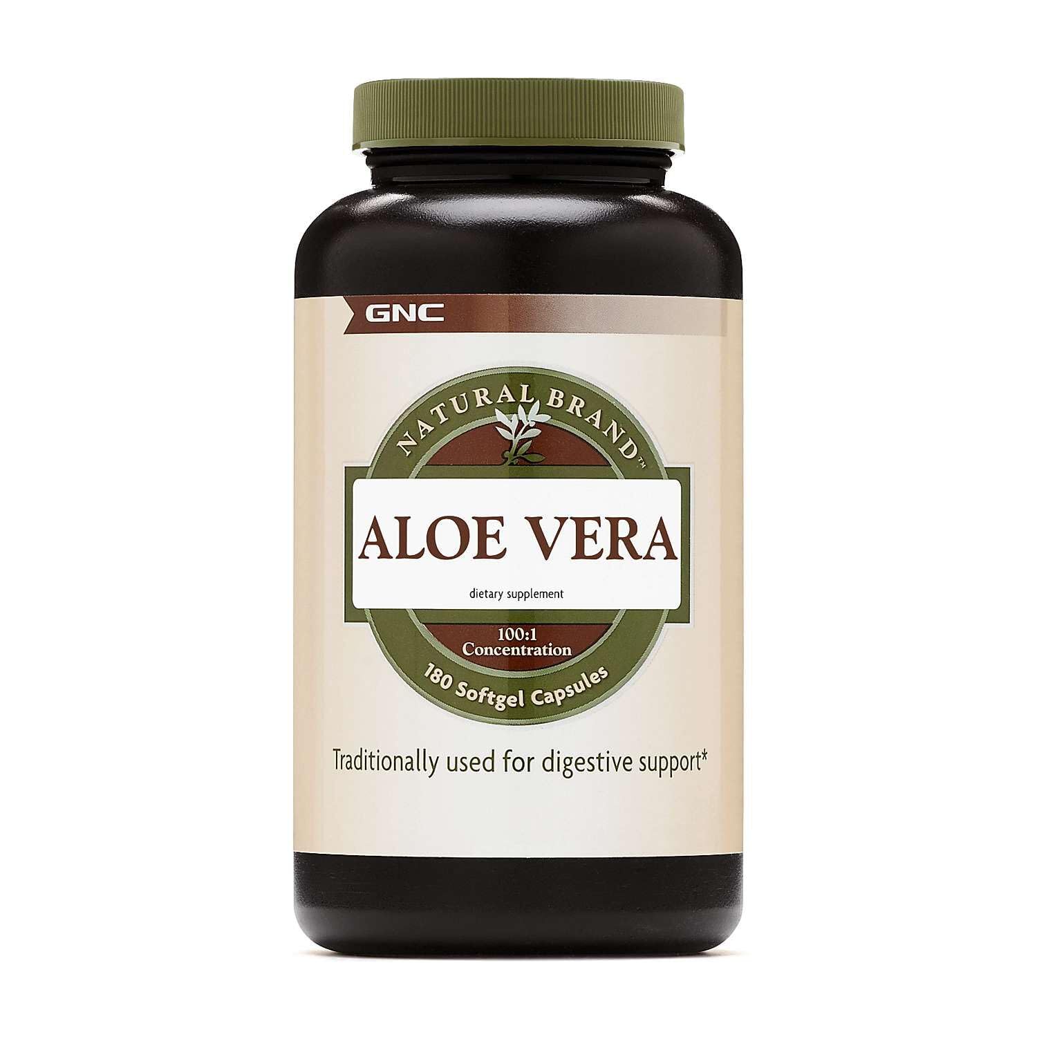GNC Aloe Vera Softgels 180 count bottle front view