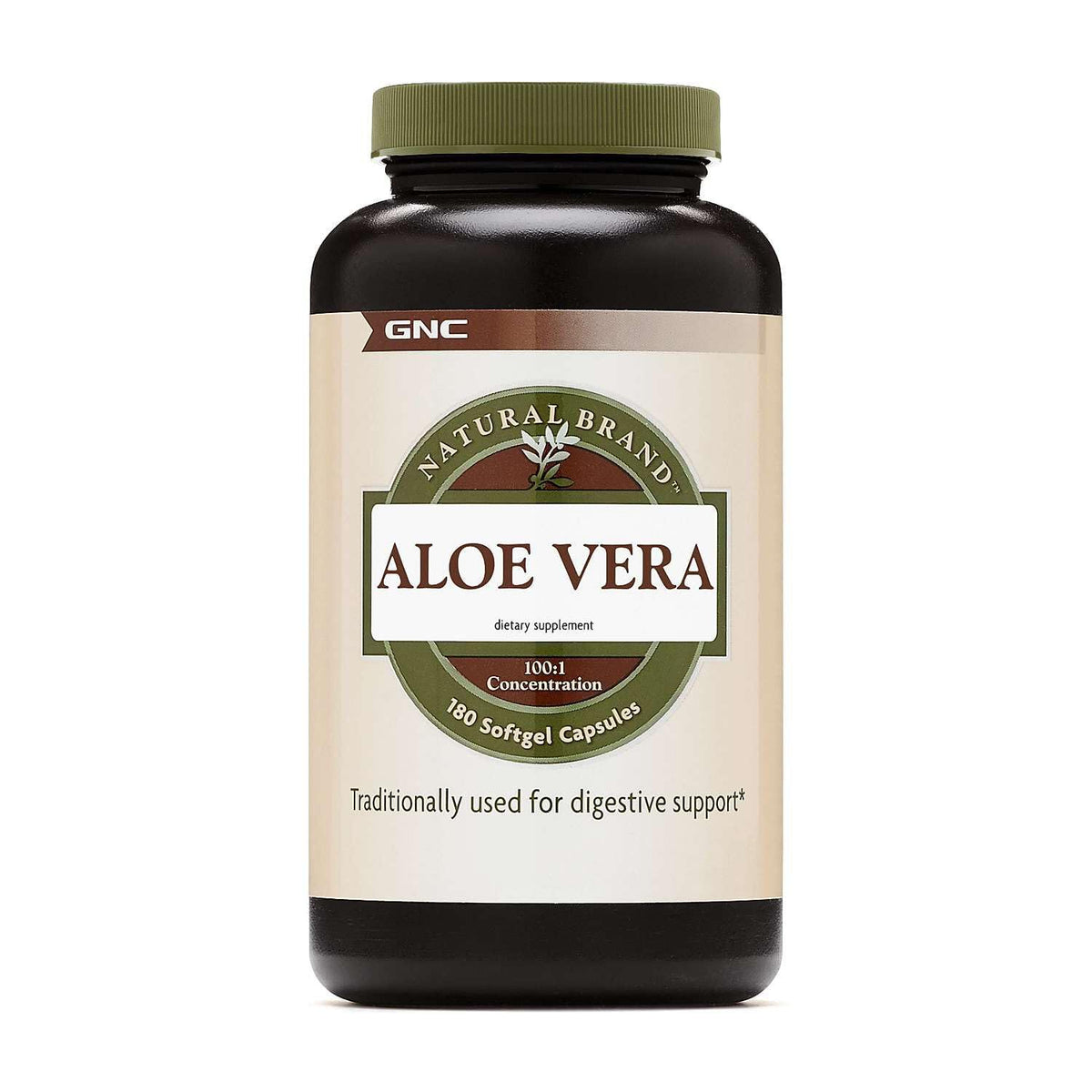 GNC Aloe Vera Softgels 180 count bottle front view