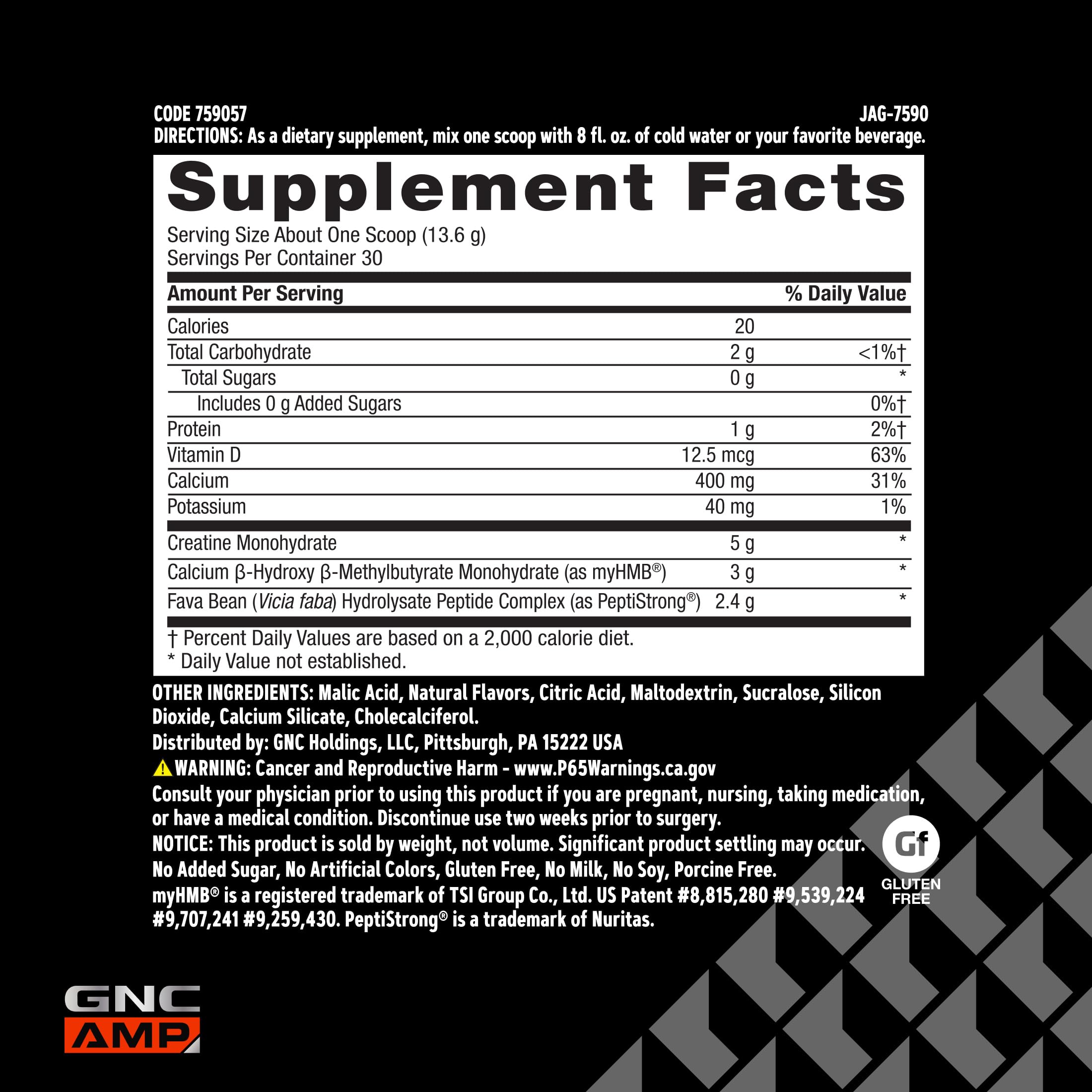 GNC AMP Creabolic 490g displayed with other supplements