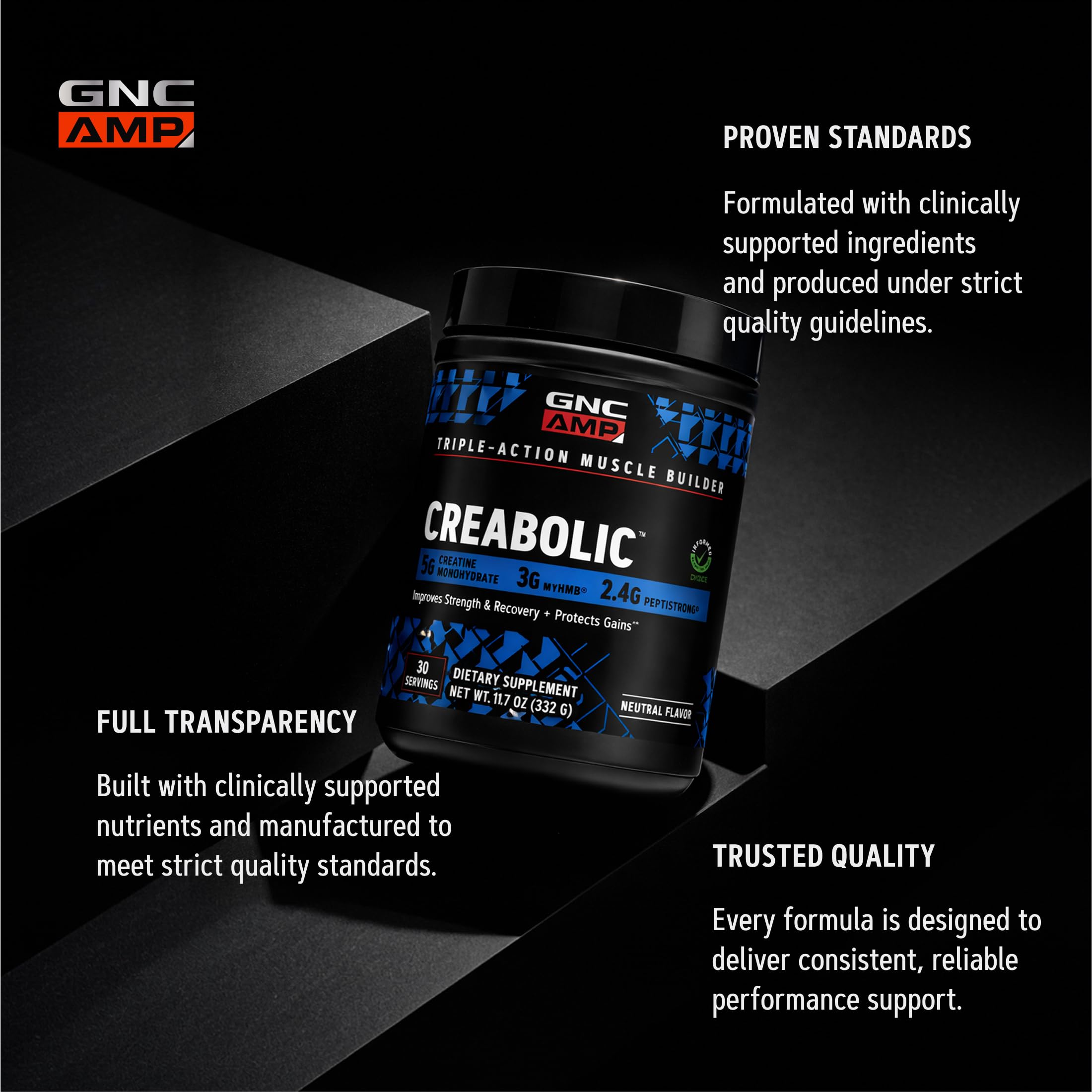 GNC AMP Creabolic Creatine Powder 408g mixed in a glass