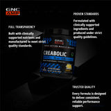 GNC AMP Creabolic Creatine Powder 481g with gym equipment