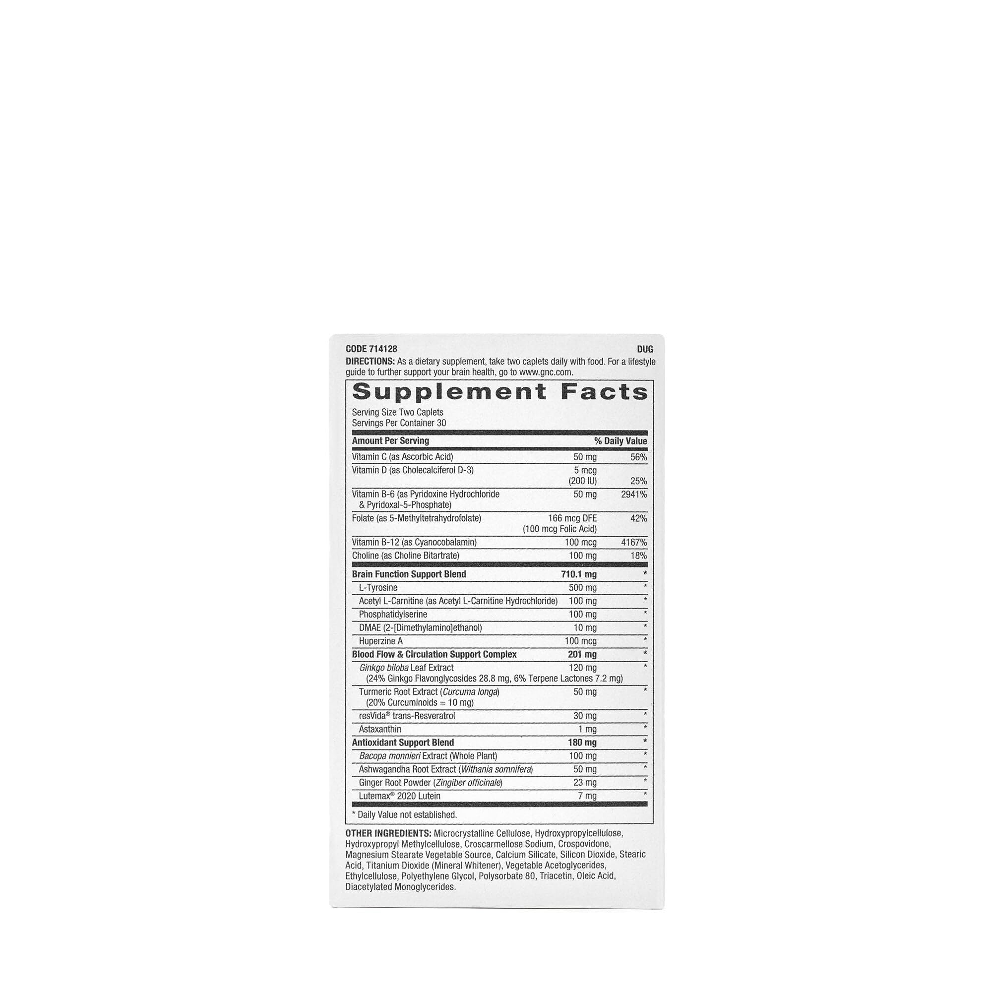 GNC Brain Health Formula caplets in bottle