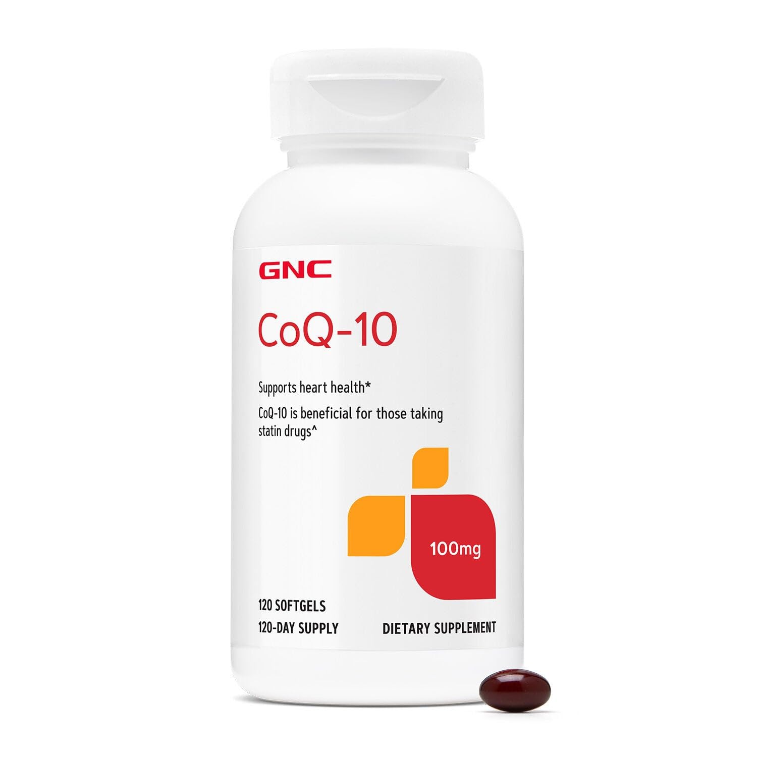 GNC CoQ-10 100mg softgel bottle front view