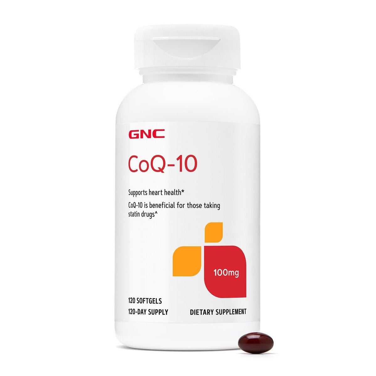 GNC CoQ-10 100mg softgel bottle front view