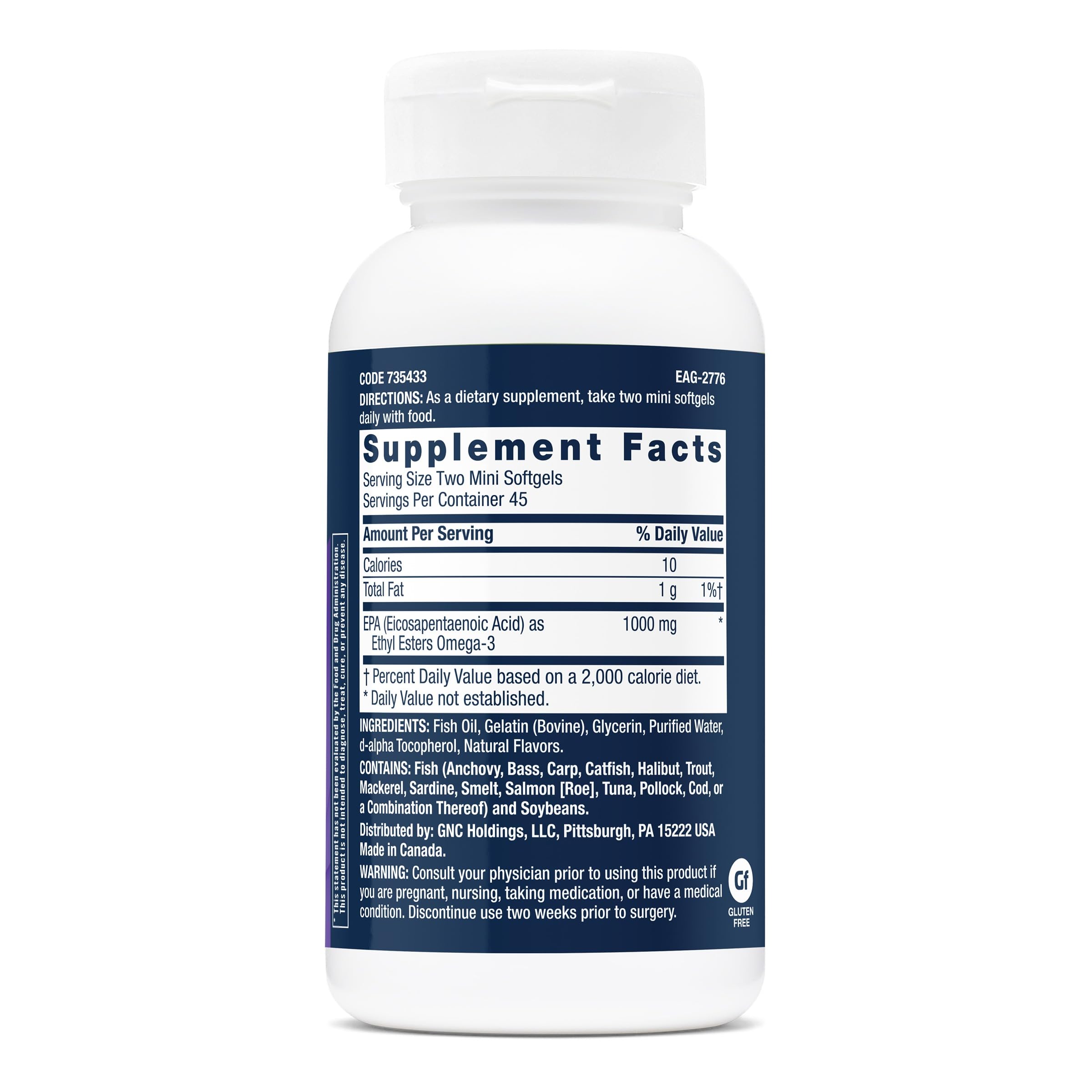 GNC EPA 1000 Mini Fish Oil Softgels packaging