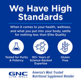 GNC EPA 1000 Mini Fish Oil Softgels with a glass of water