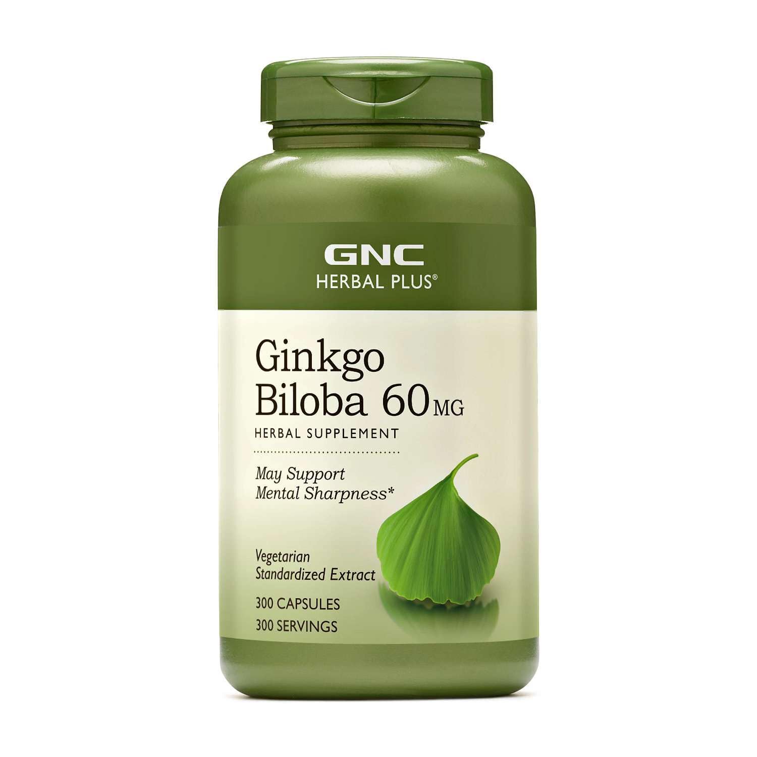 GNC Ginkgo Biloba 60mg 300 Capsules front view