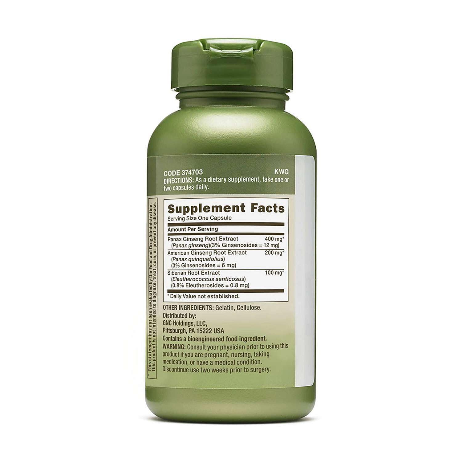GNC Ginseng Herbal Supplement capsules close-up