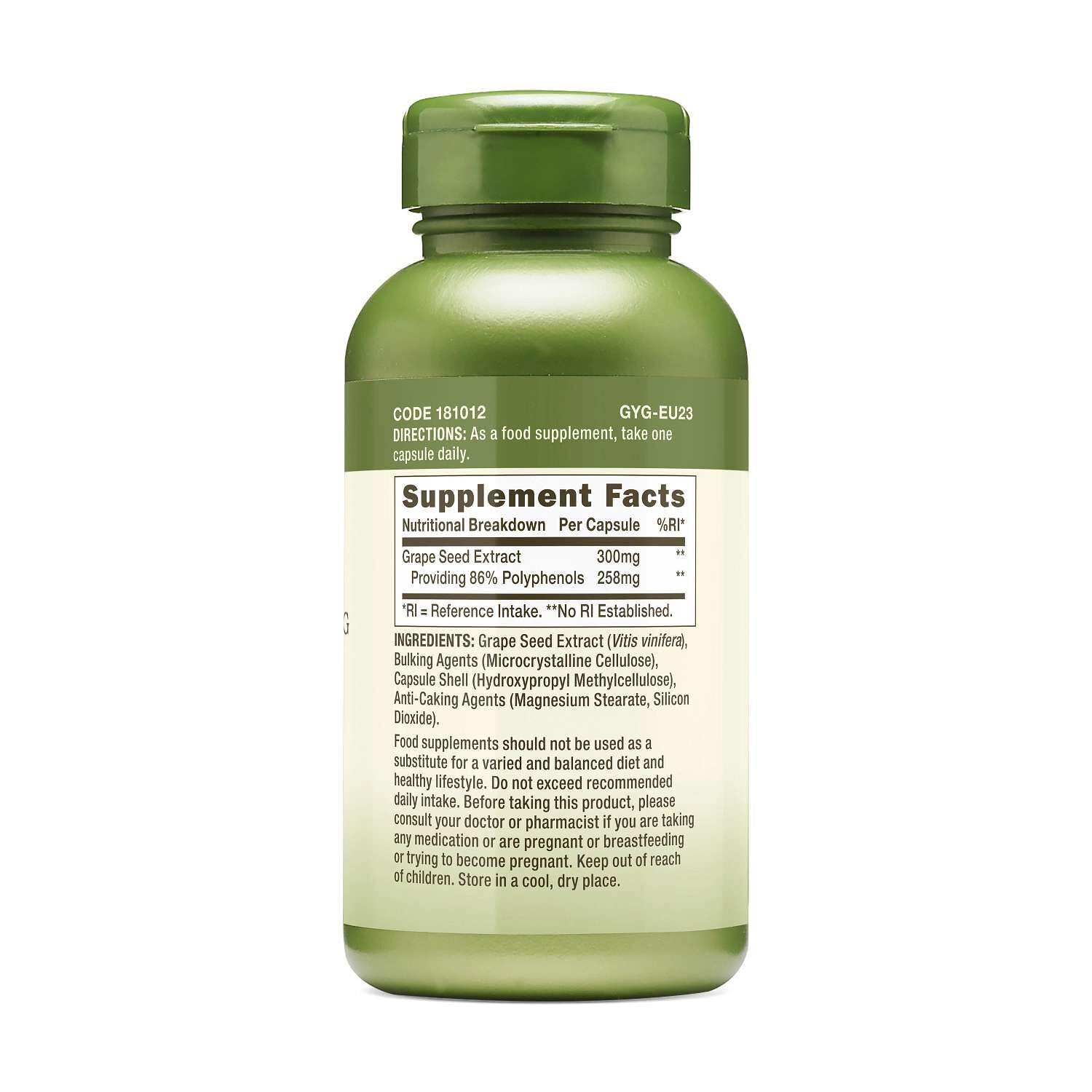 GNC Grape Seed Extract 300mg packaging side view