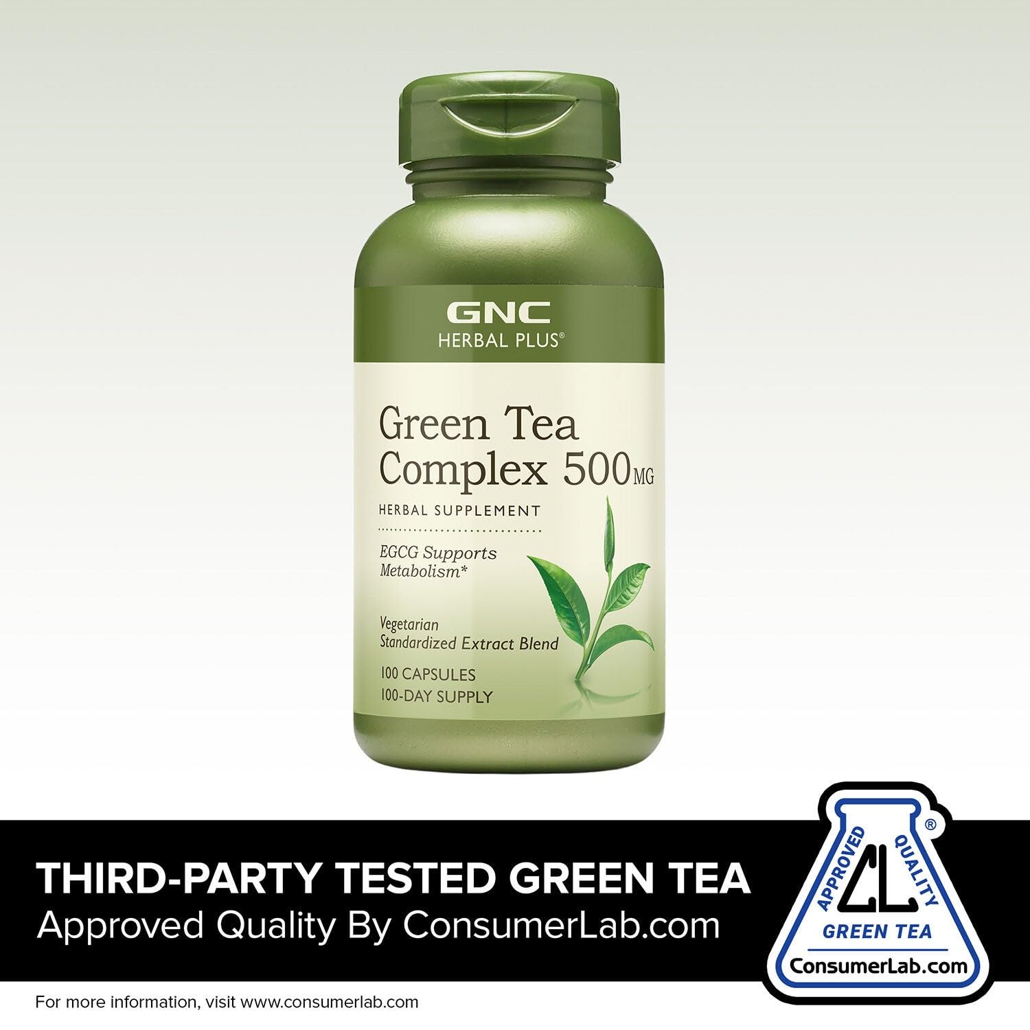 GNC Green Tea Extract 100g back view with nutritional information