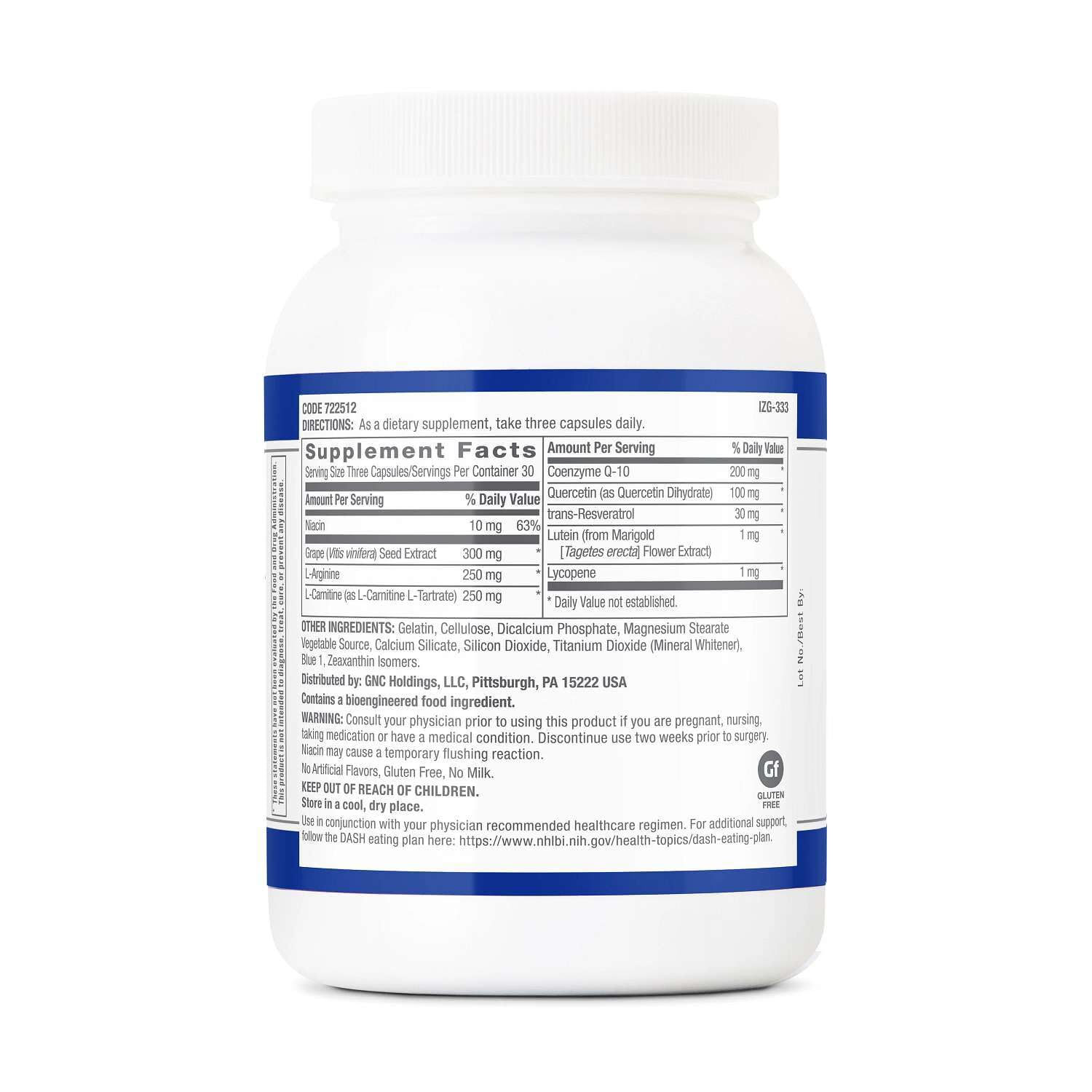GNC Healthy Blood Pressure Formula 90 Capsules opened bottle